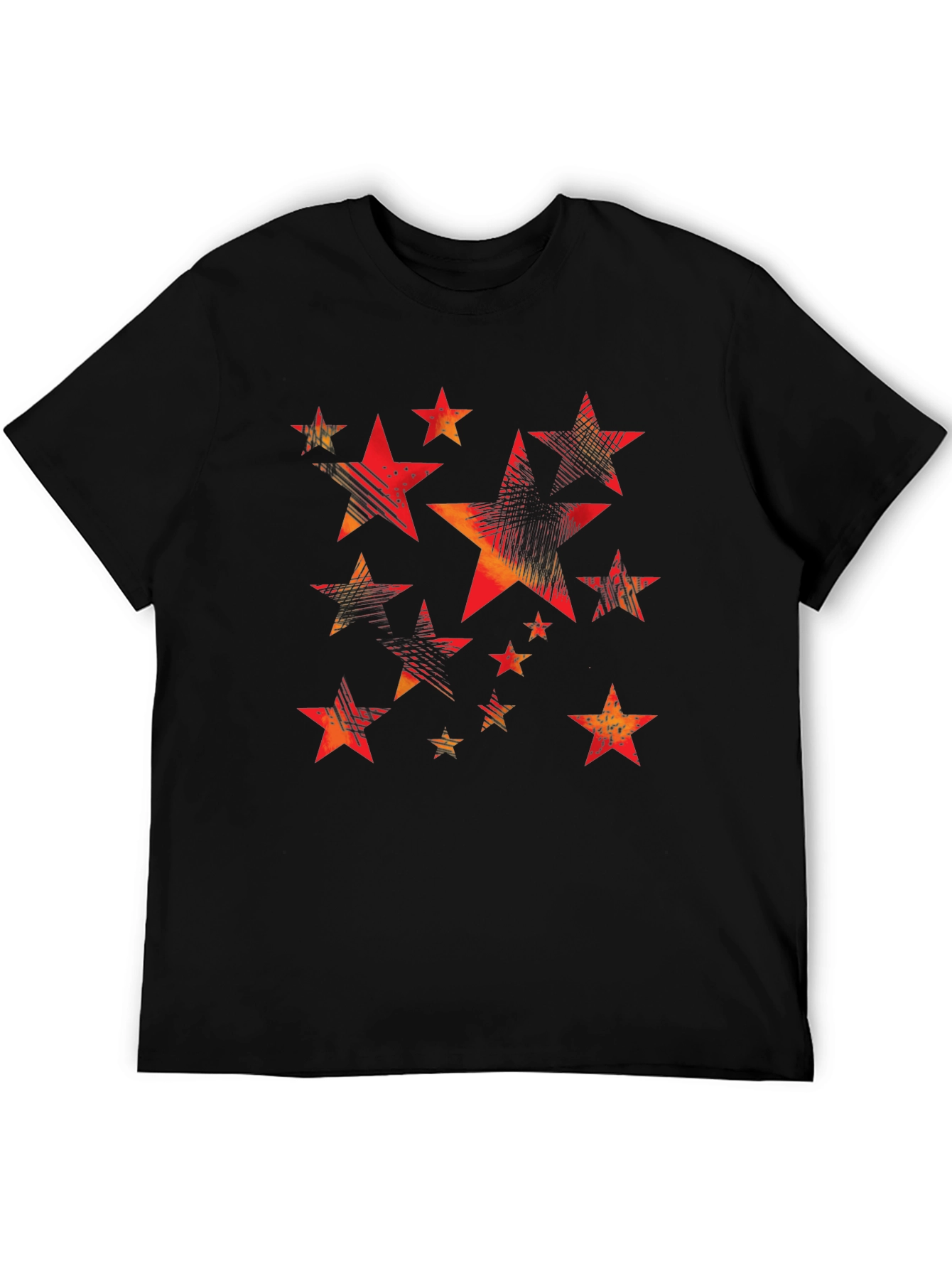 Black Stylish Star Pattern Black T-Shirt for Men view 5