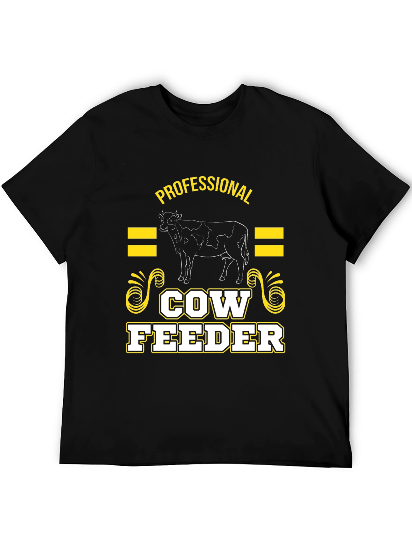 Black Professional Cow Feeder Graphic T-Shirt view 5