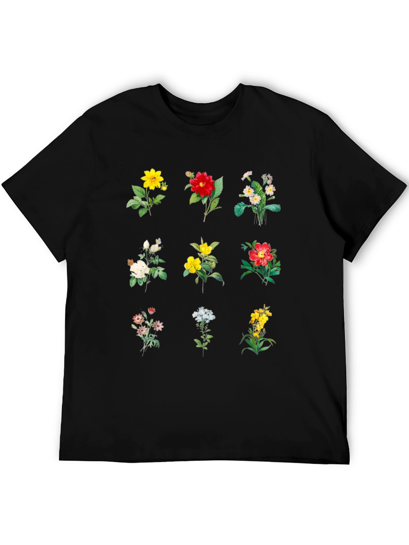 Black Floral Print Black T-Shirt view 5