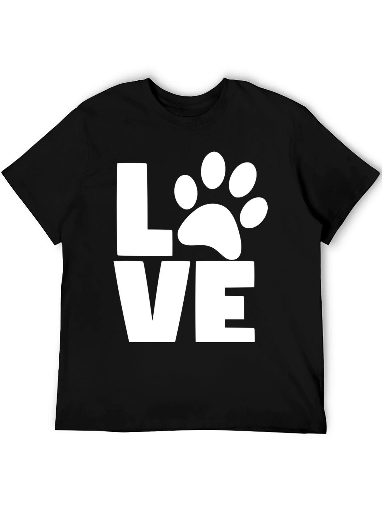 Black Love Dog Paw Print T-Shirt -  Unisex Black Tee view 5