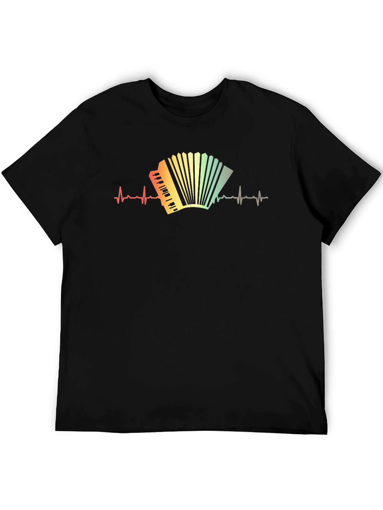Black Accordion Heartbeat Graphic T-Shirt - Musician Tee view 5
