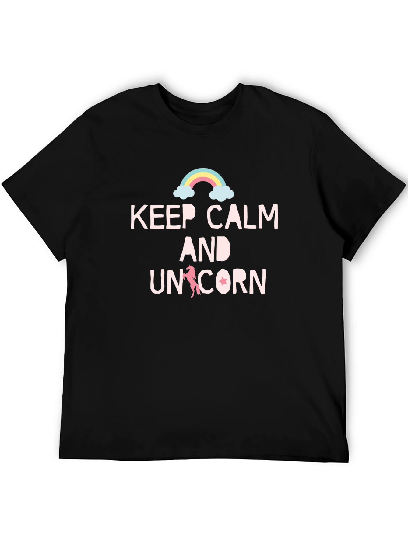 Black Keep Calm & Unicorn Black T-Shirt view 5