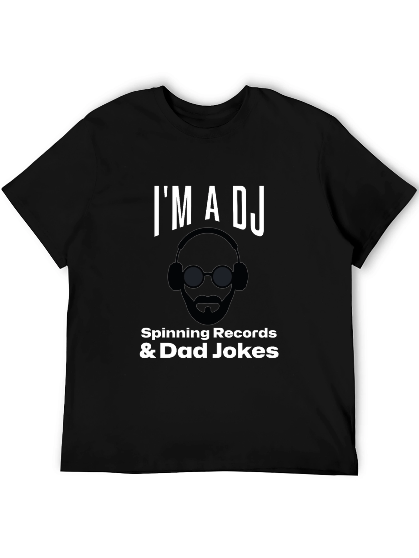 Black I'm a DJ Spinning Records & Dad Jokes Graphic T-Shirt view 5