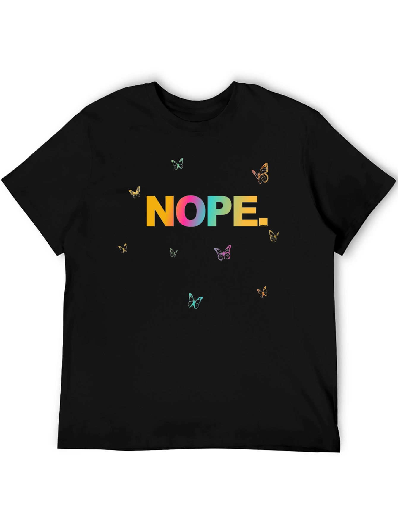 Black Nope Butterfly Graphic Tee - Casual Unisex T-Shirt view 5