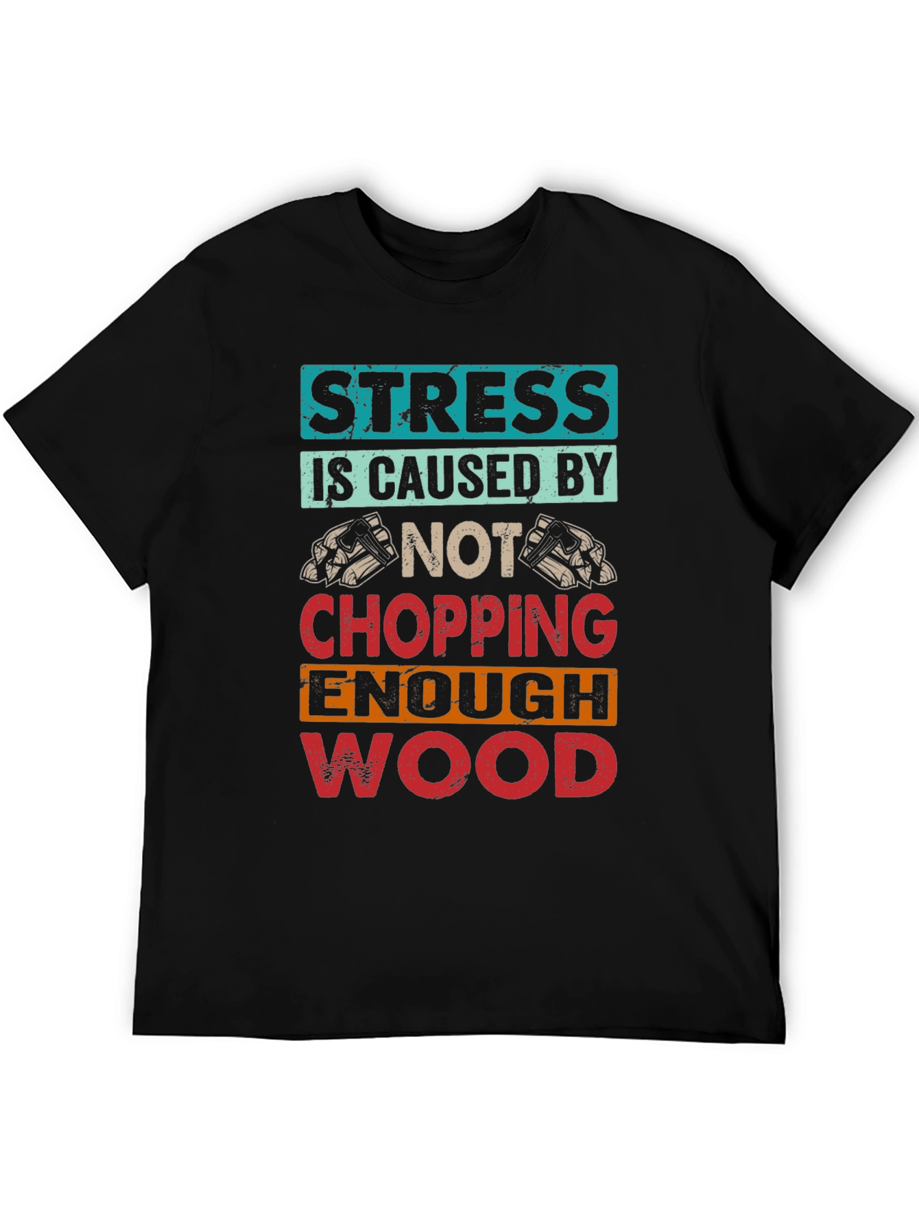 Black Stress Wood Chopping T-Shirt view 5
