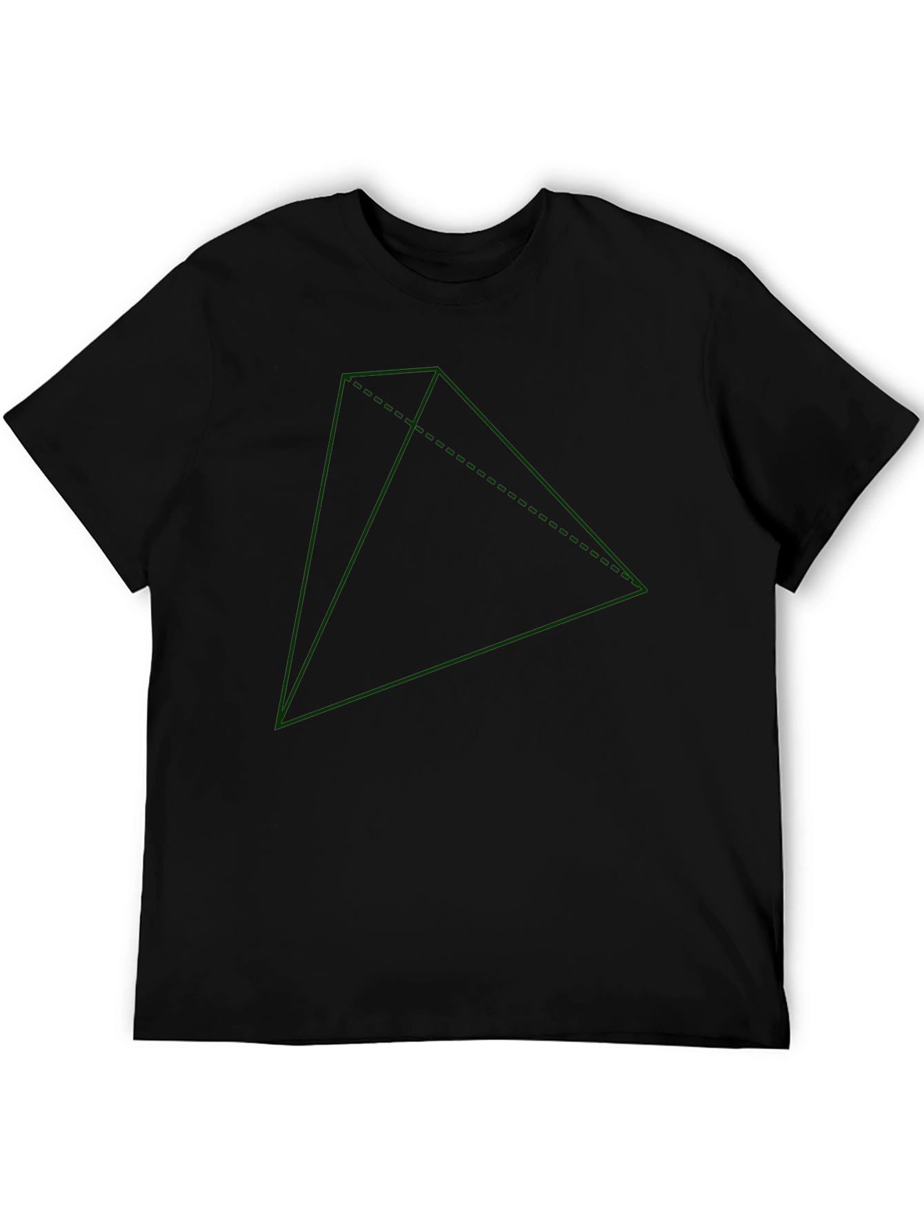 Black Geometric Green Triangle Graphic Black T-Shirt view 5