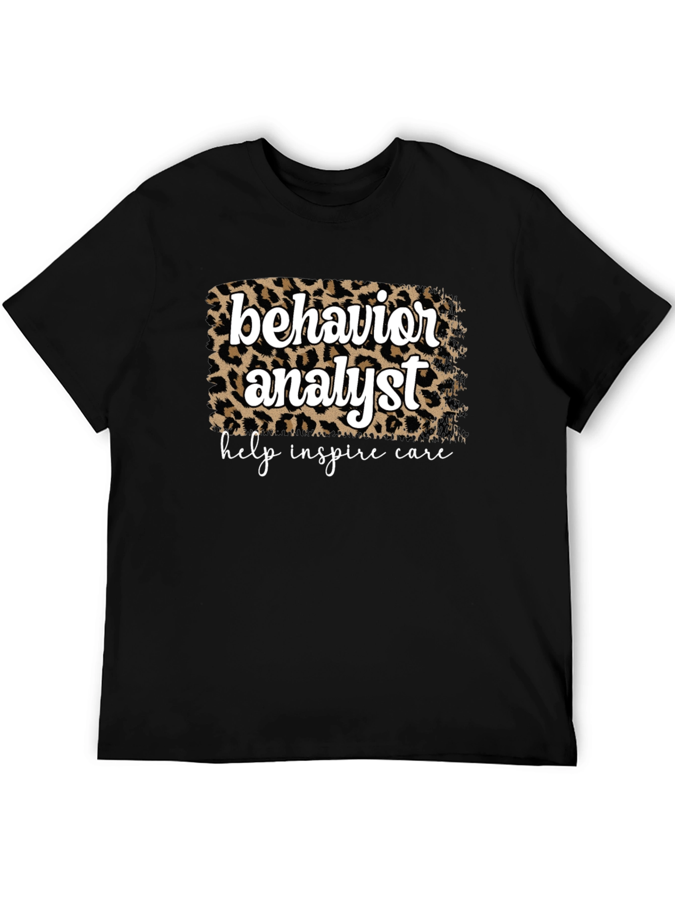 Black Behavior Analyst Leopard Print Graphic Tee view 5
