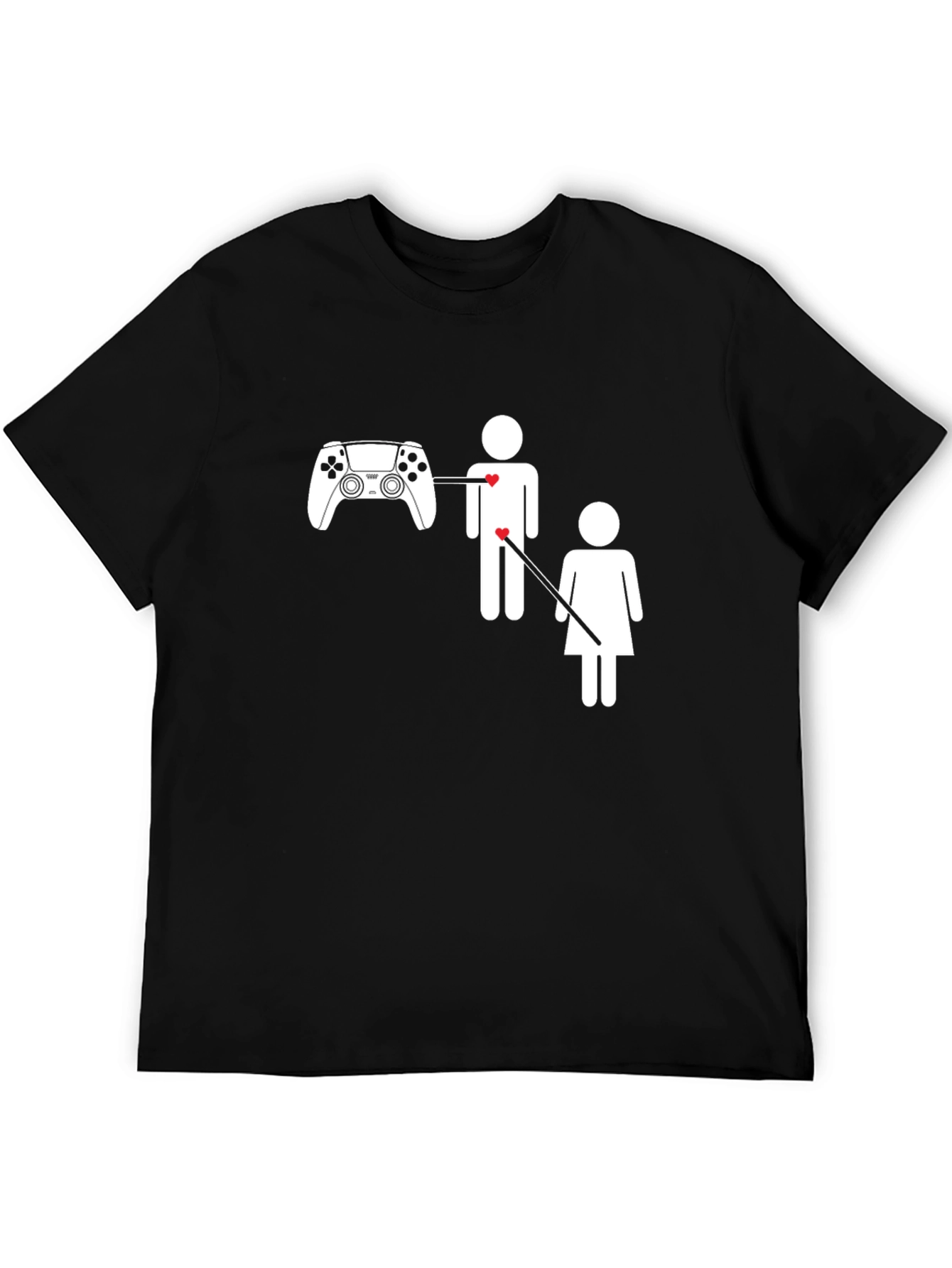 Black Gamer's Heart T-Shirt - Black Cotton Tee view 5