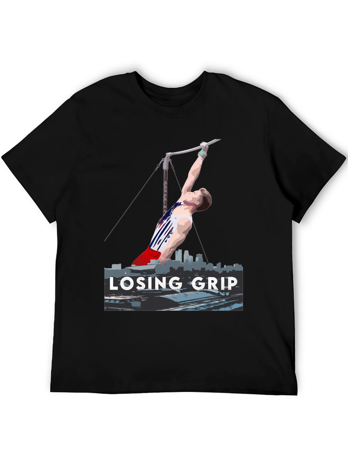 Black Losing Grip Gymnast Graphic T-Shirt view 5