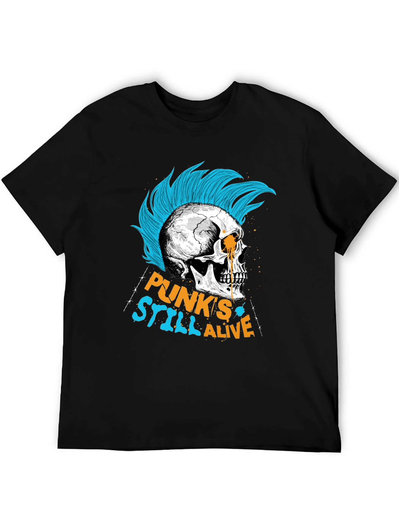Black Punk's Still Alive Graphic Tee - Skull Design view 5