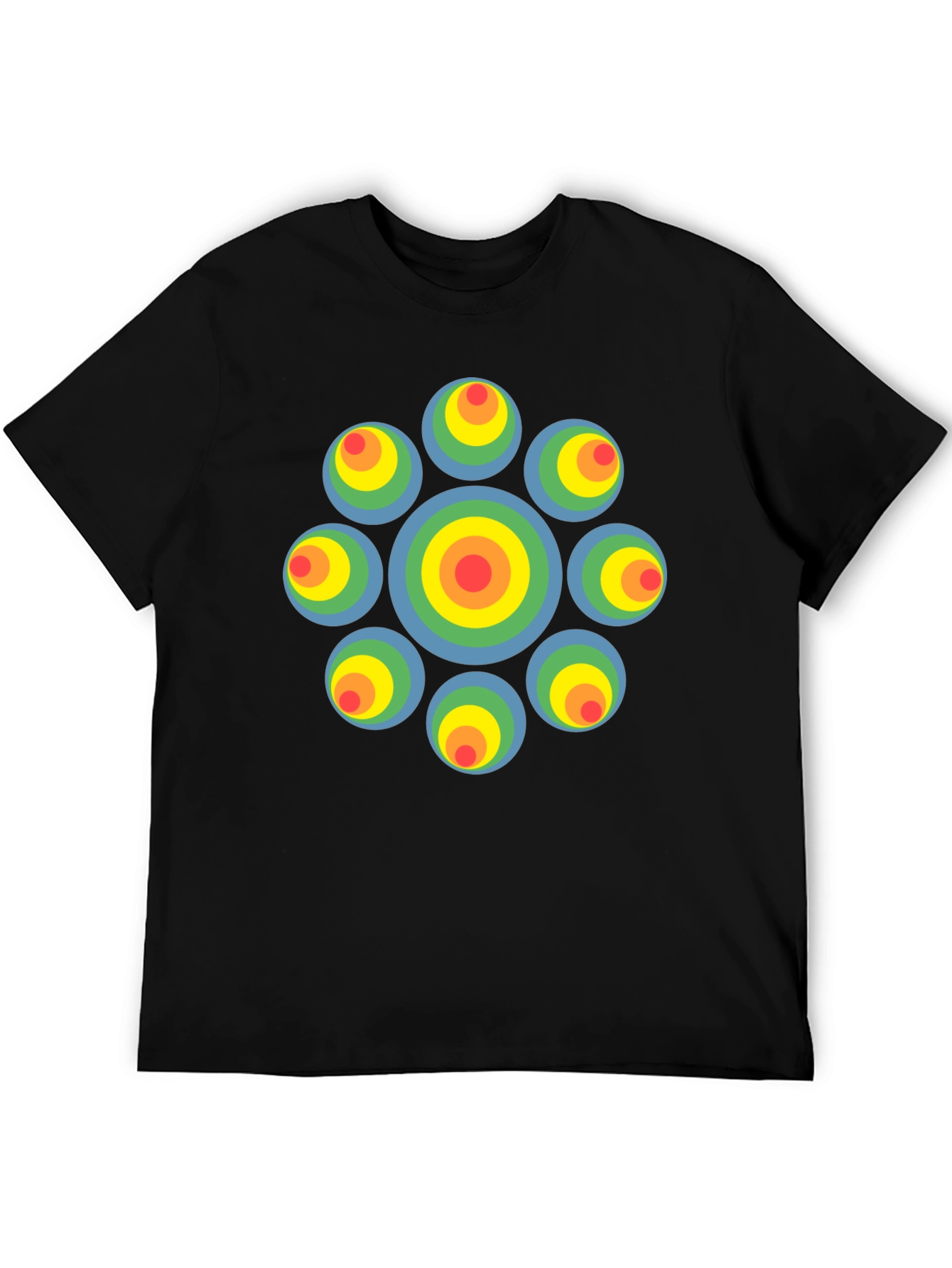 Black Retro Circle Graphic Black T-Shirt - Unique Design view 5