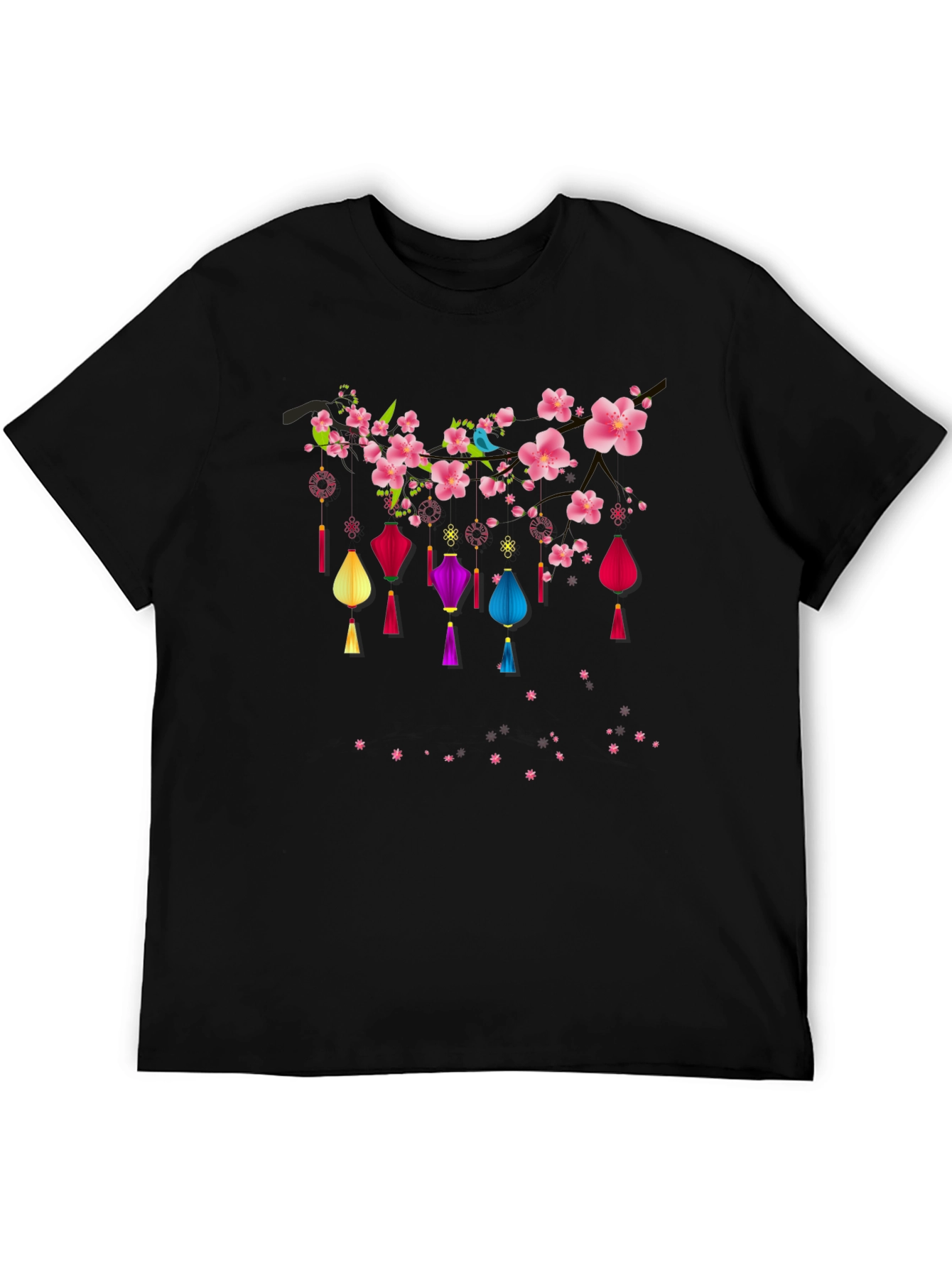 Black Floral Lantern Graphic Tee - Black view 5
