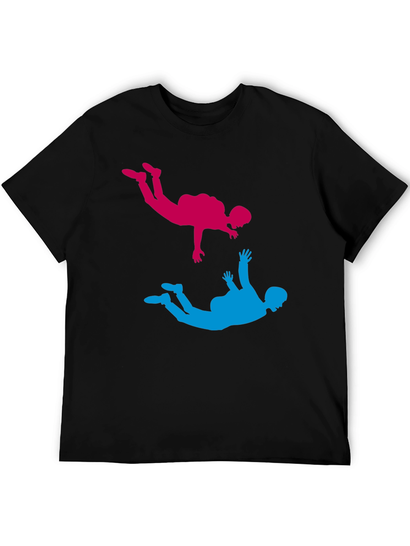 Black Skydiving Silhouette Graphic Tee - Black Cotton Blend view 5