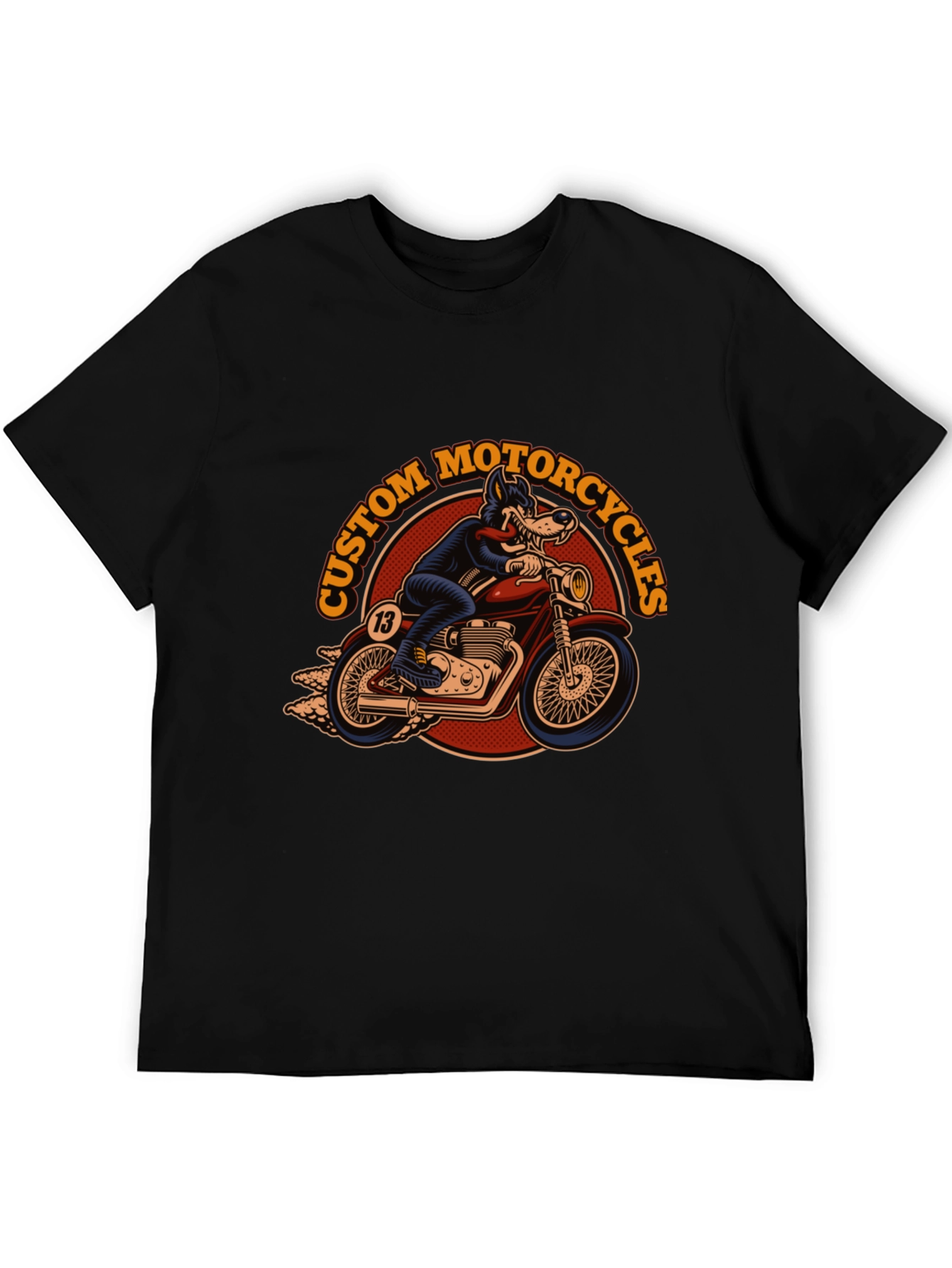 Custom Motorcycles Wolf Rider Black T-Shirt - 5