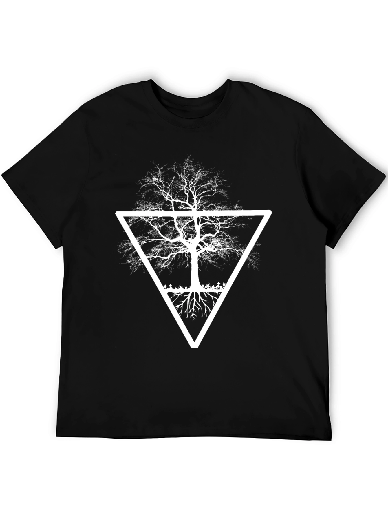 Black Abstract Tree Graphic Tee - Black Cotton Blend Shirt view 5