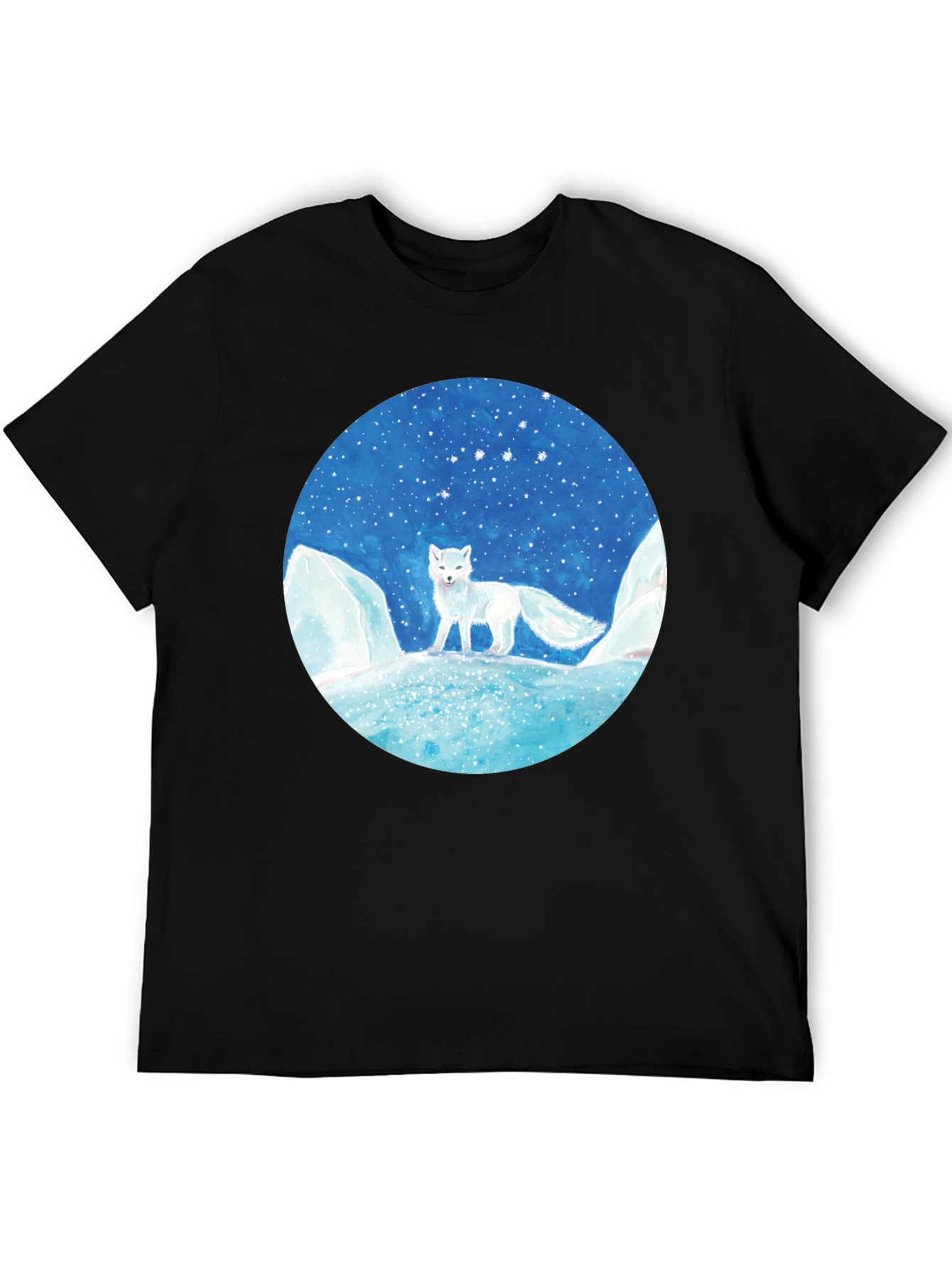 Black Arctic Fox Graphic Tee - Unisex Black T-Shirt view 5