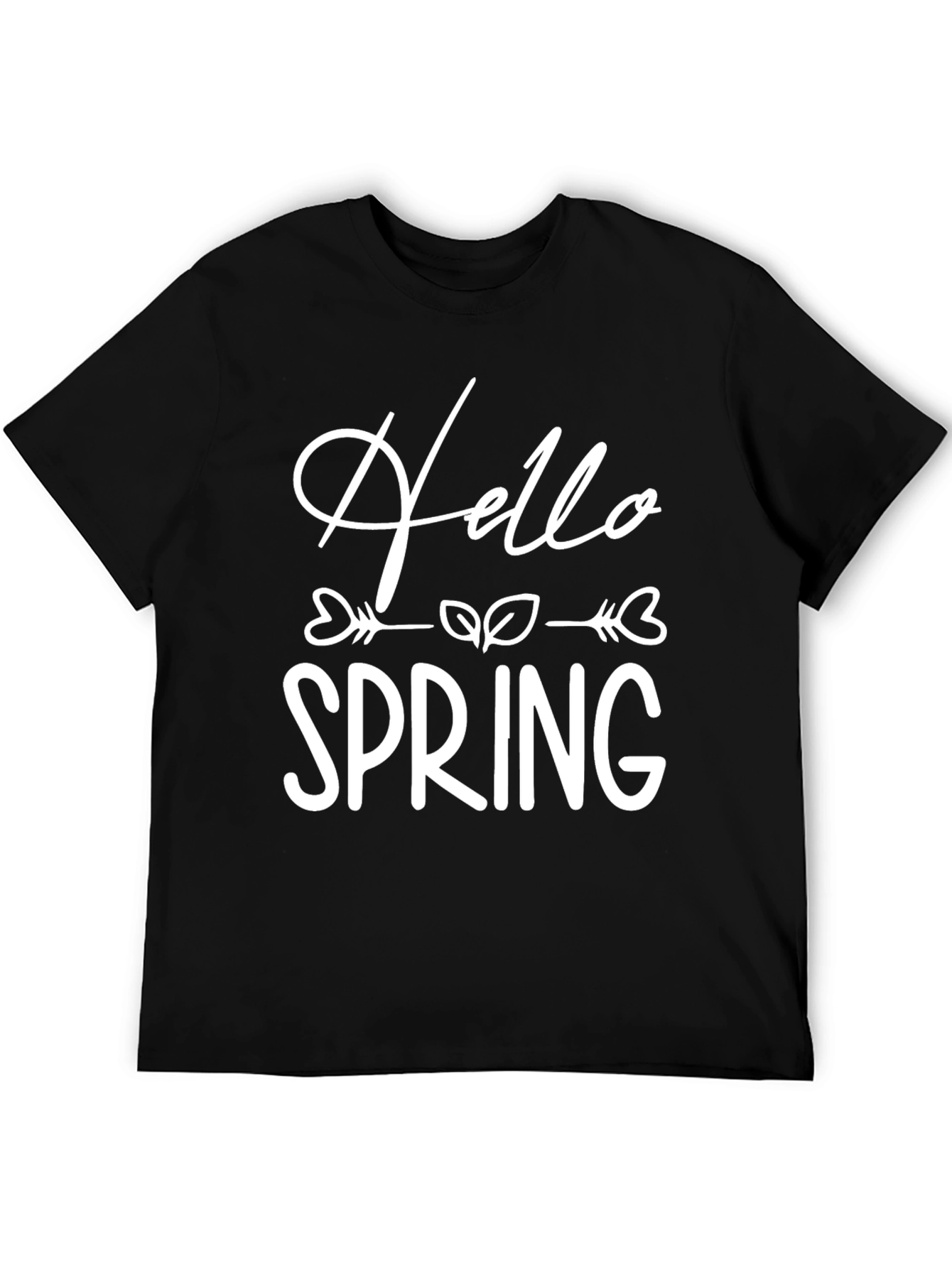 Hello Spring Black Graphic T-Shirt - 5