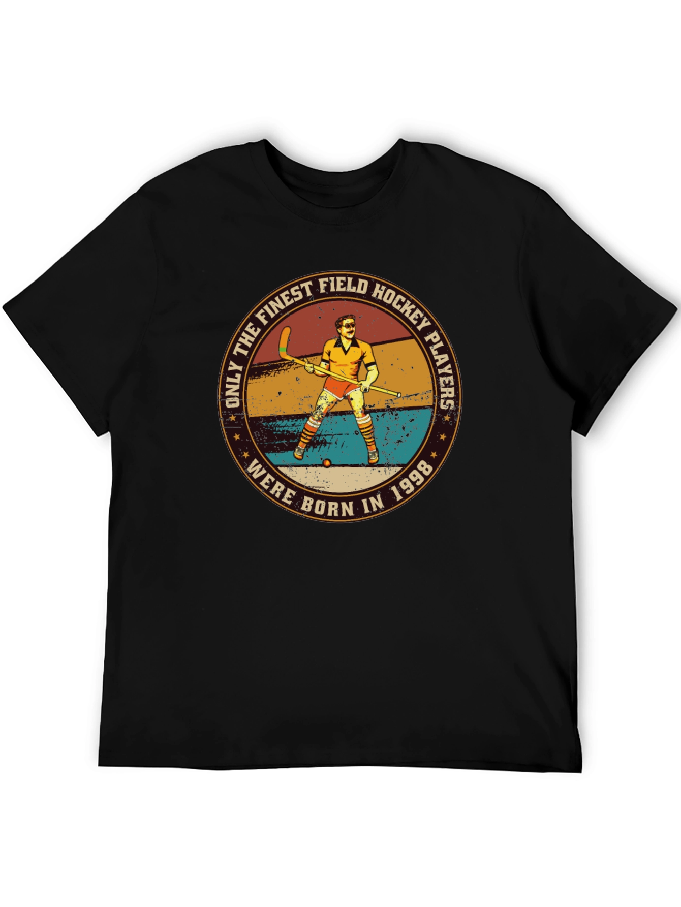 Black Field Hockey Player T-Shirt - Born in 1998 view 5