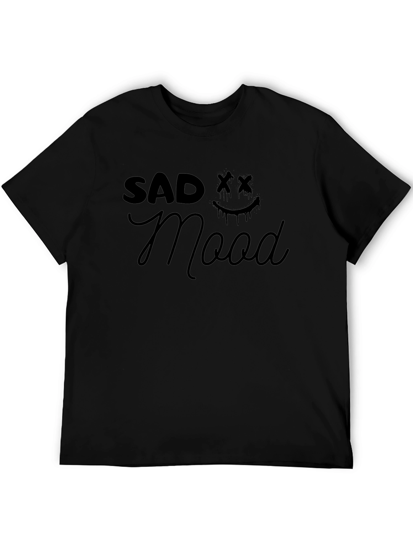 Black Sad Mood Black Graphic Tee Shirt view 5