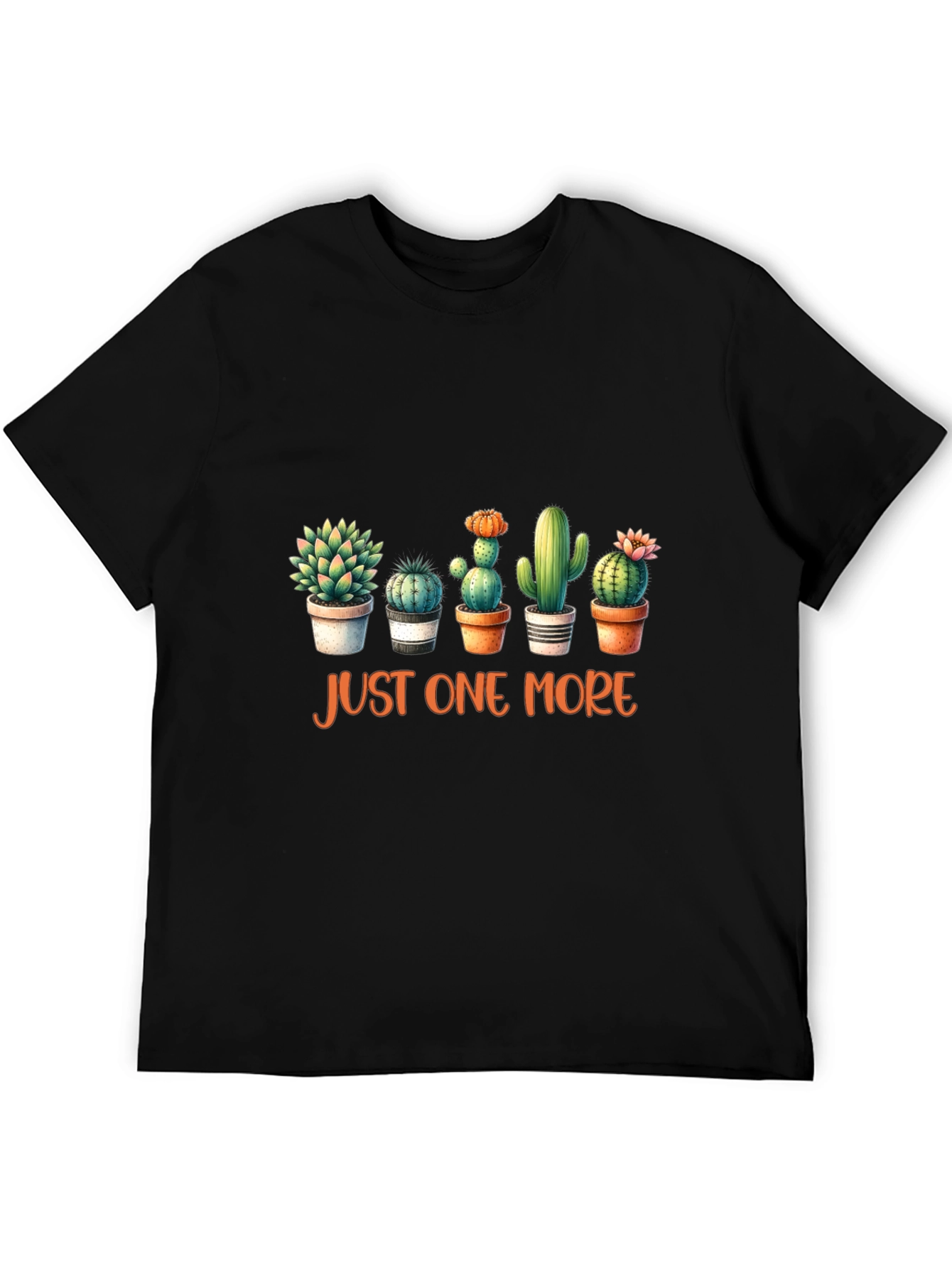 Black Cactus Lover Tee: Just One More Plant T-Shirt view 5