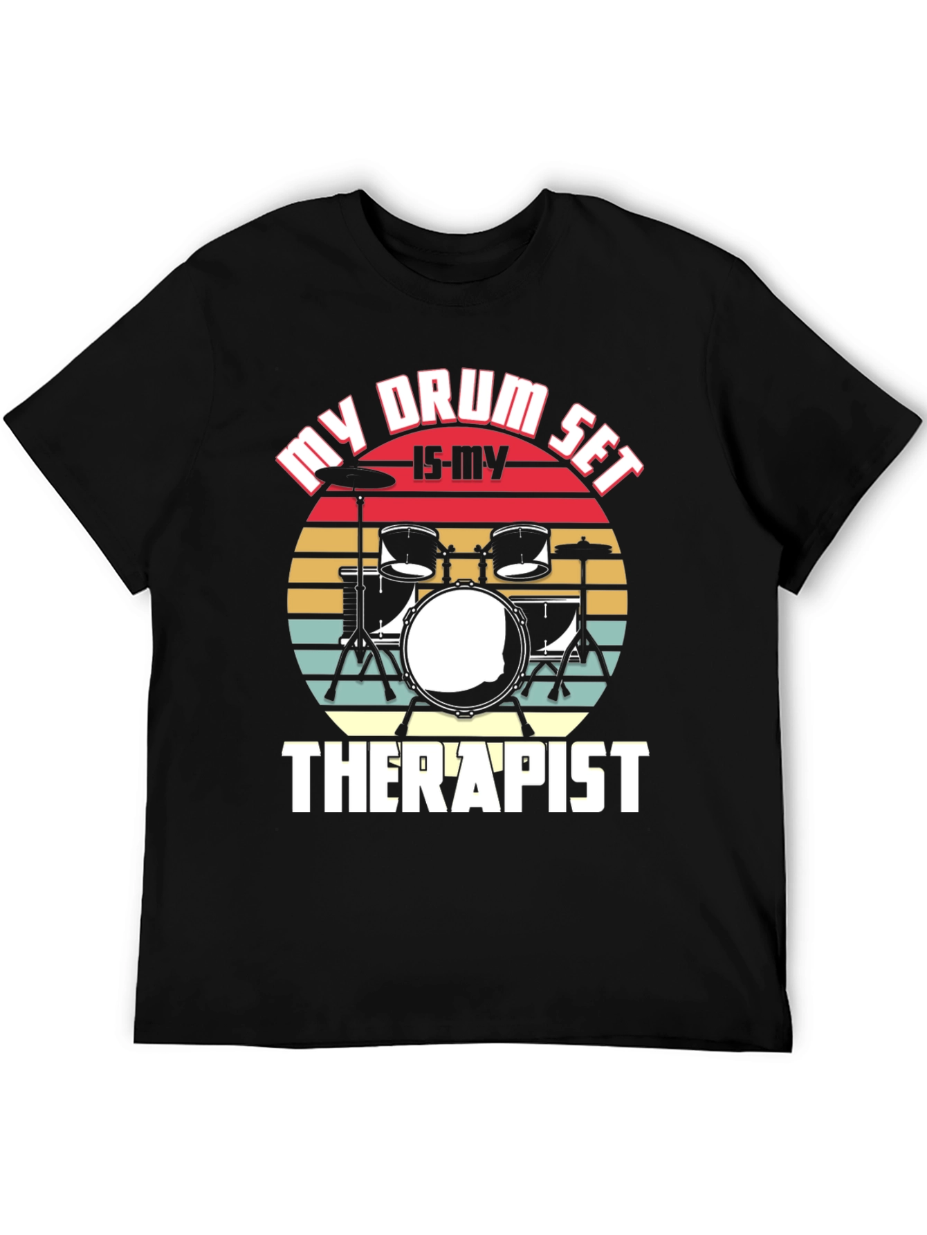 Black Drum Set Therapist Graphic Tee view 5