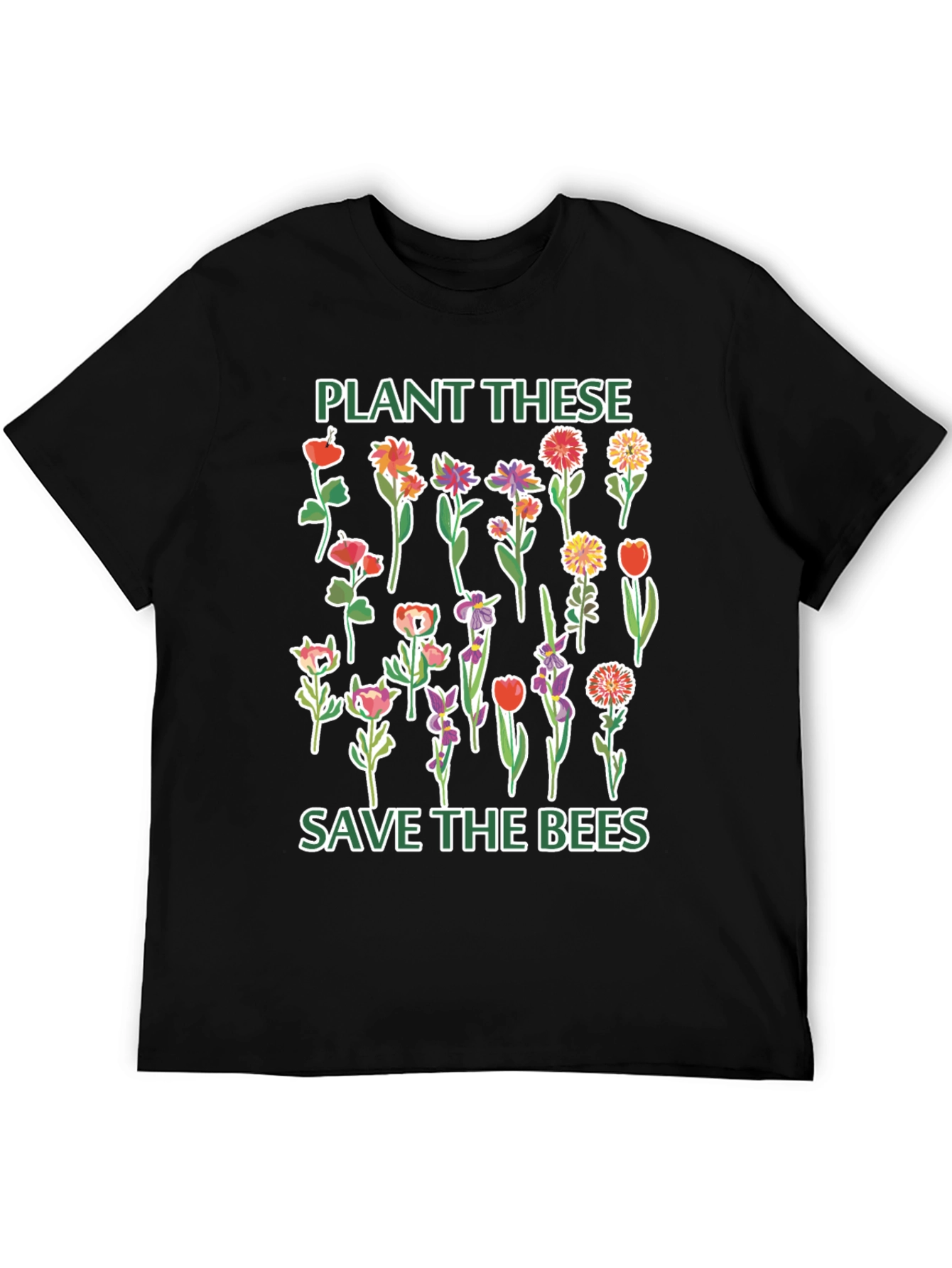 Black Plant These Save The Bees Graphic Tee view 5