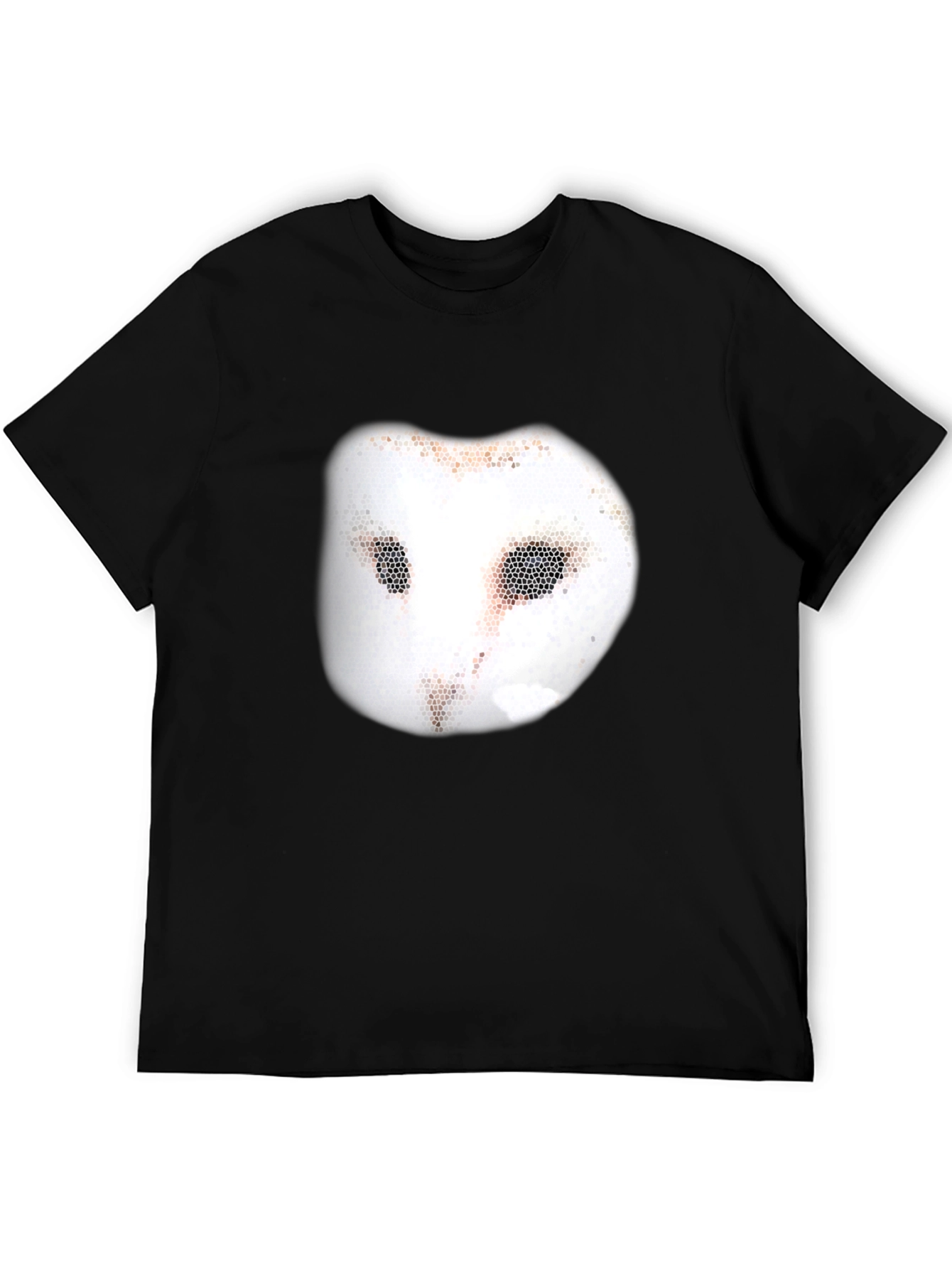 Black Unique Owl Mask Graphic Tee - Casual Black T-Shirt view 5