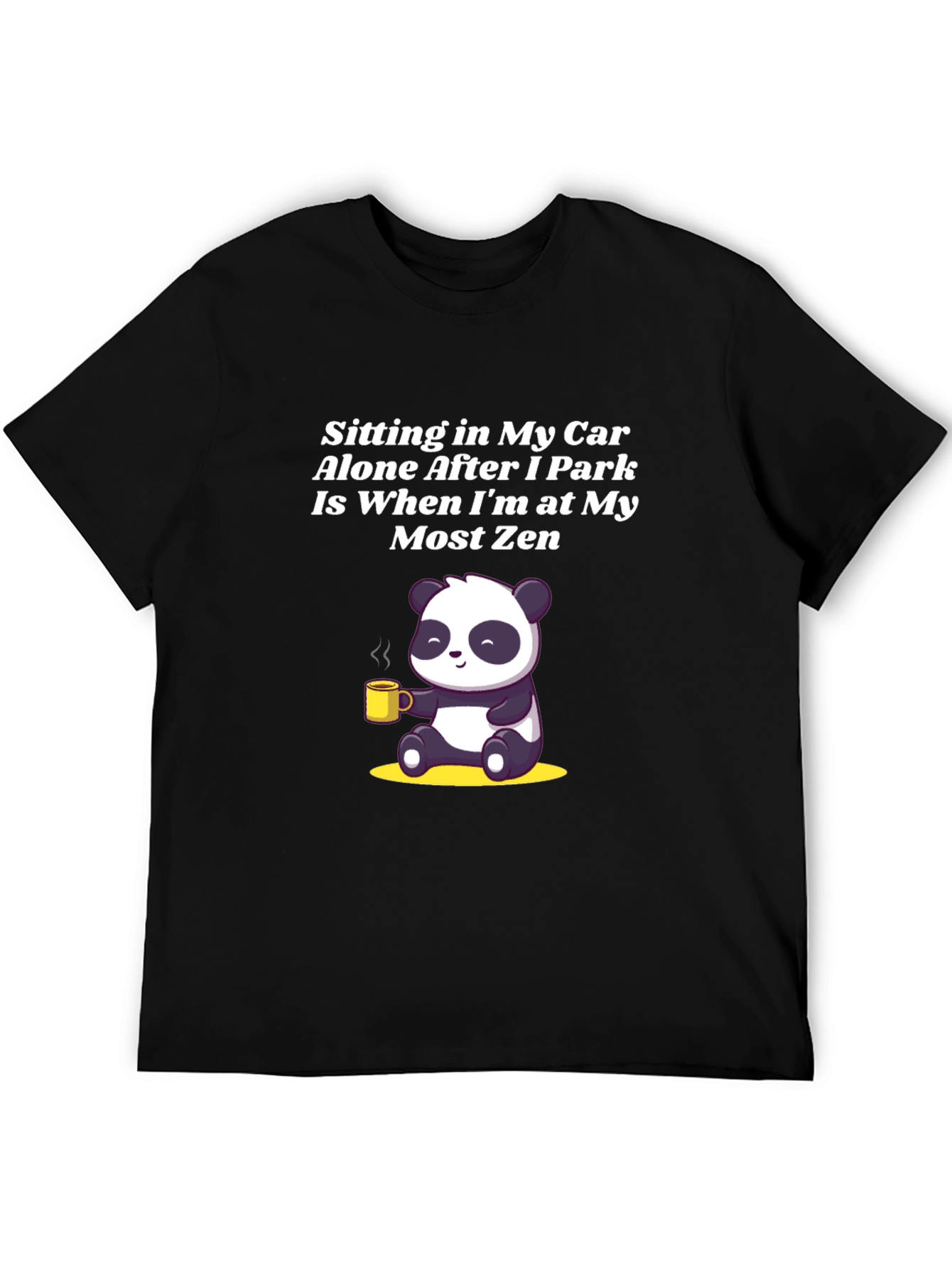 Black Zen Panda T-Shirt - Sitting in My Car view 5