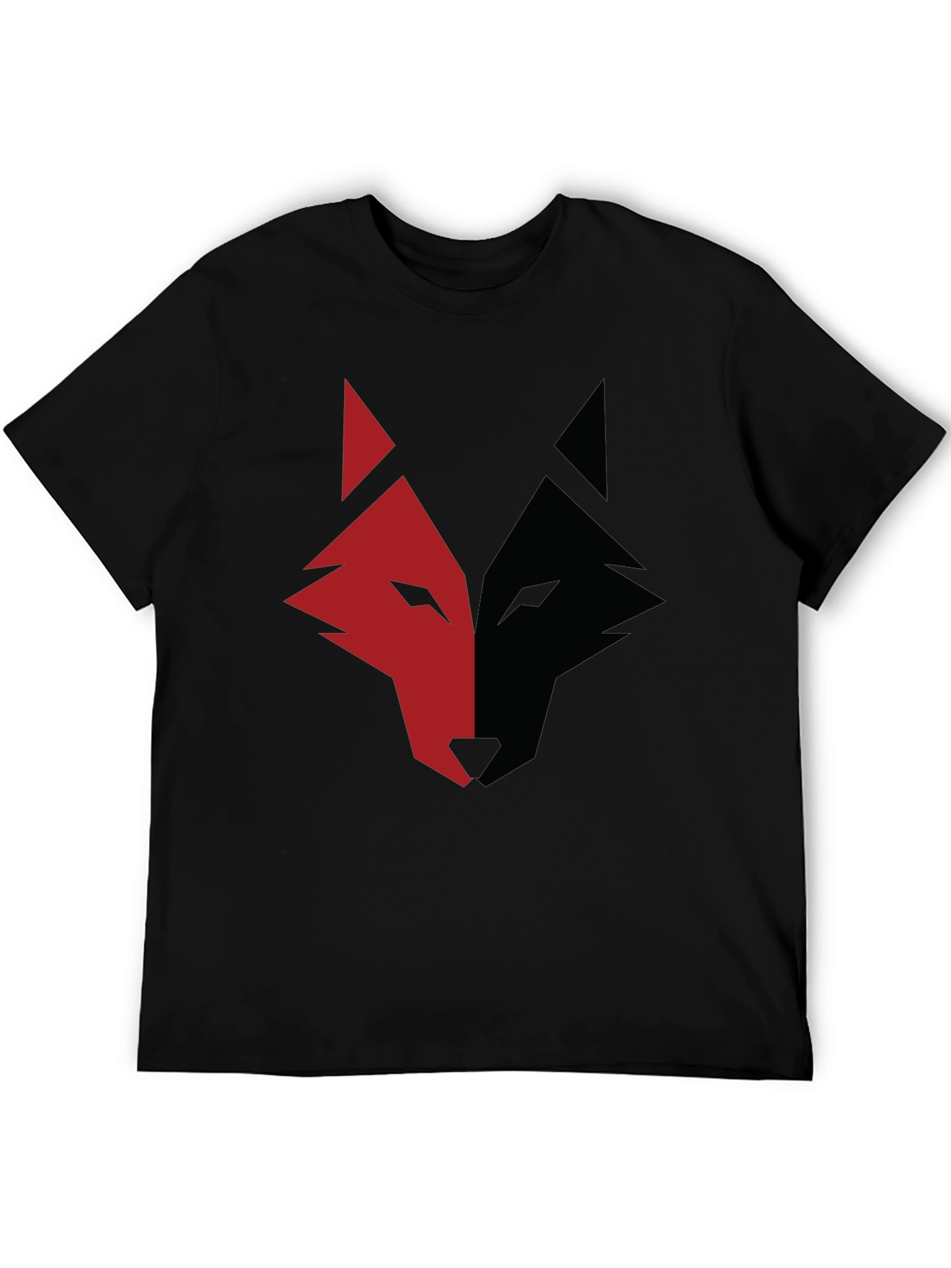 Black Red and Black Wolf Graphic Print T-Shirt view 5
