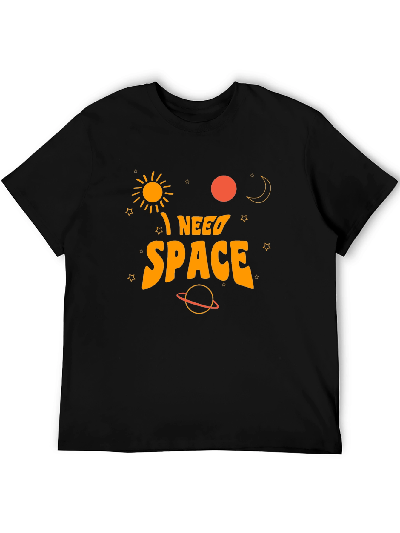 Black I Need Space Graphic Tee - Black Cotton T-Shirt view 5