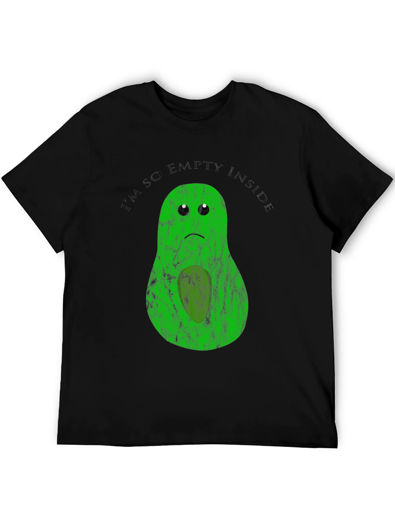 Black Sad Avocado T-Shirt - Empty Inside Graphic Tee view 5