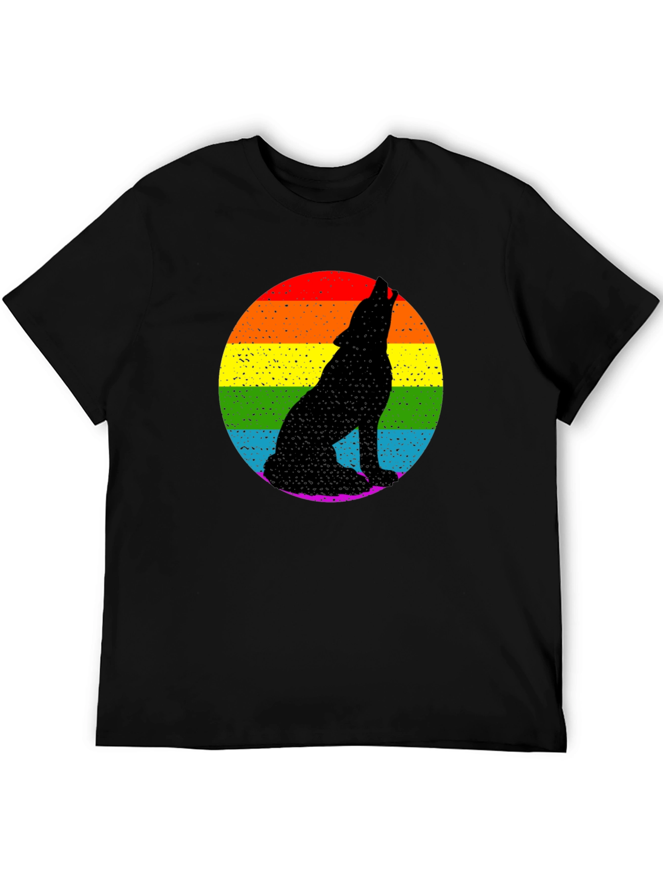 Black Rainbow Wolf Graphic Tee - Black Pride T-Shirt view 5