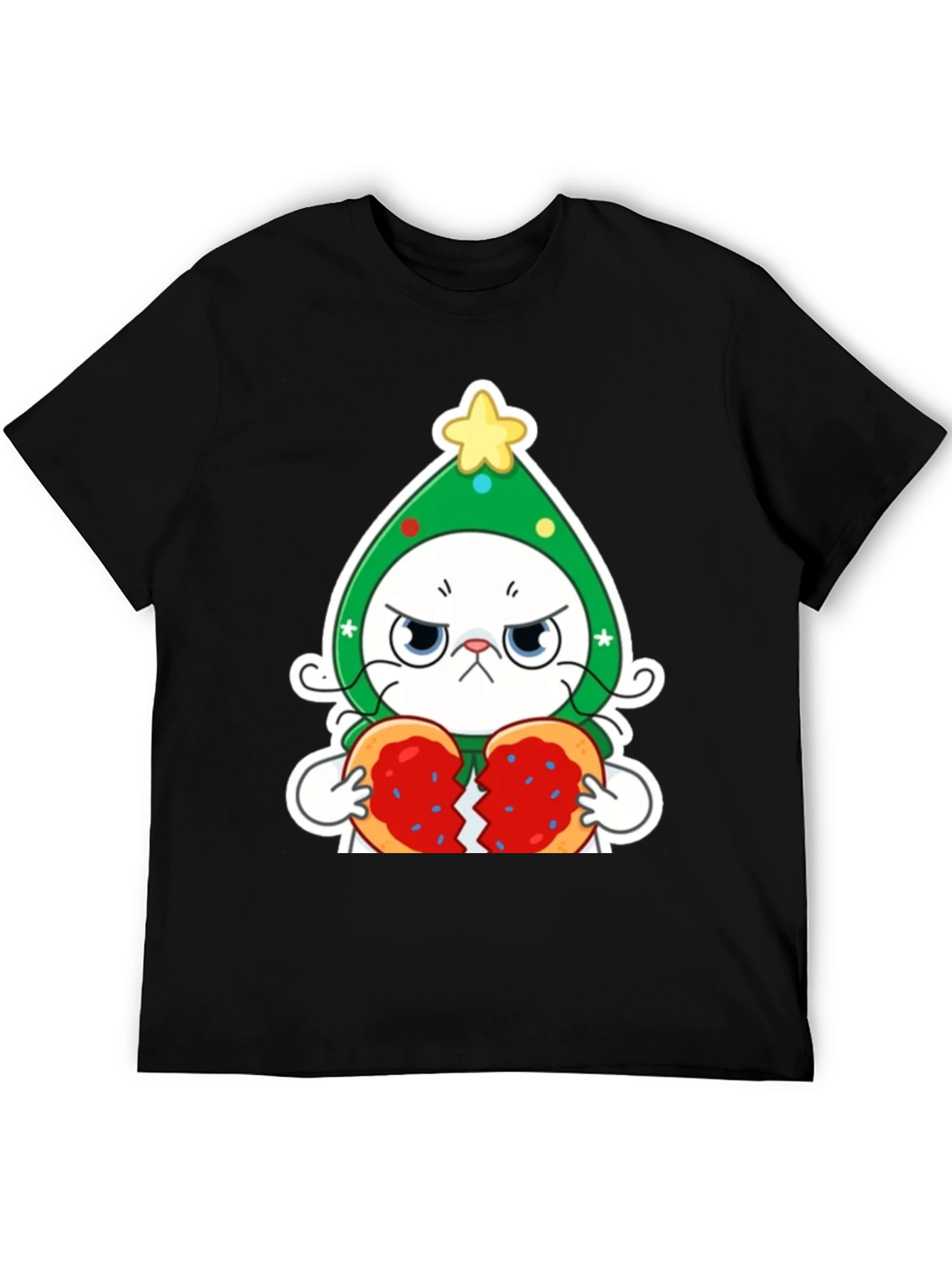 Black Grumpy Christmas Cat Unisex T-Shirt view 5