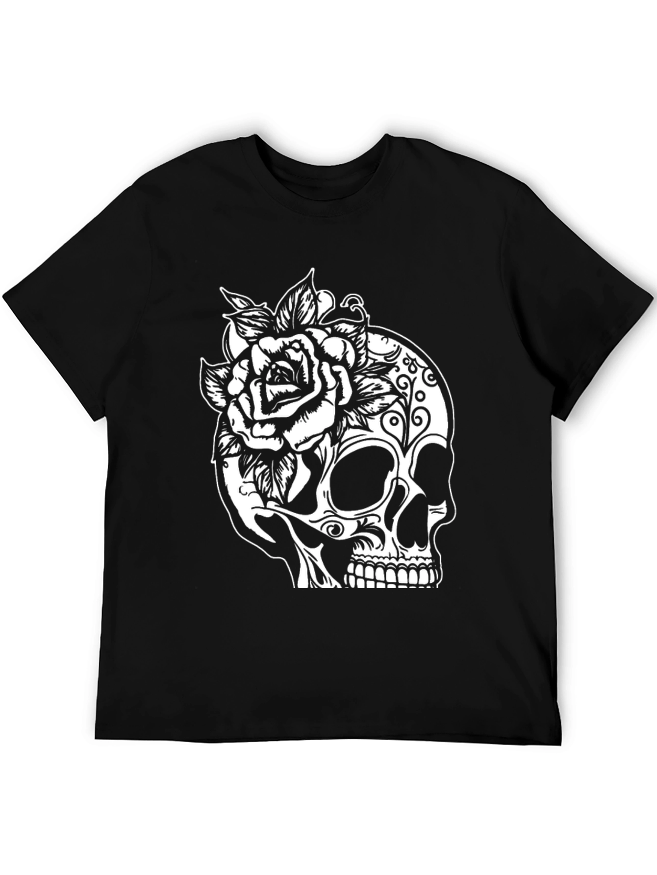 Black Skull & Rose Graphic Tee - Gothic Style view 5