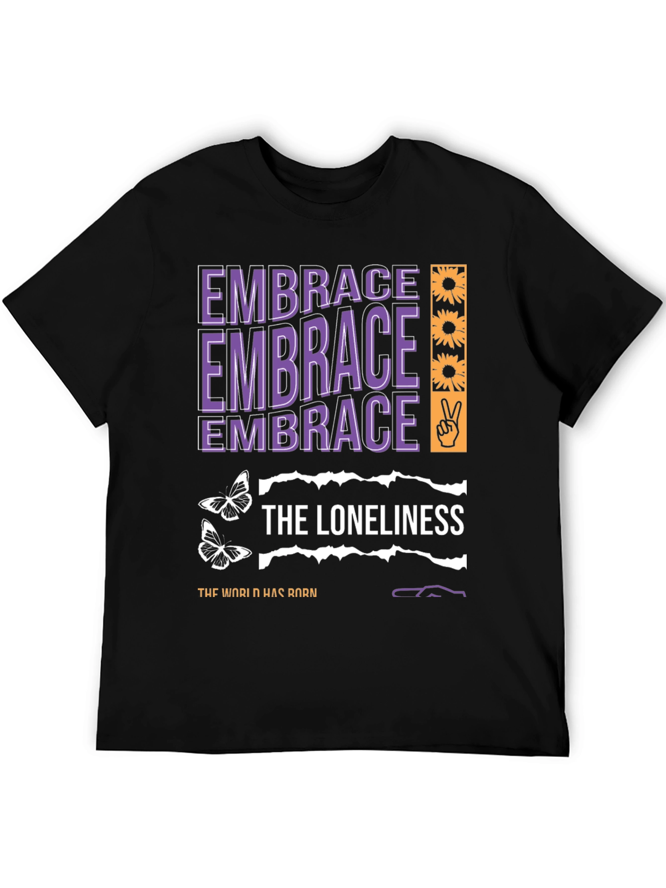 Black Embrace Loneliness Graphic Tee view 5