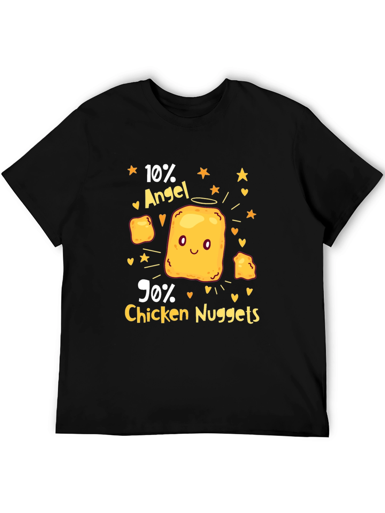 Black Funny 10% Angel 90% Chicken Nuggets Black T-Shirt view 5