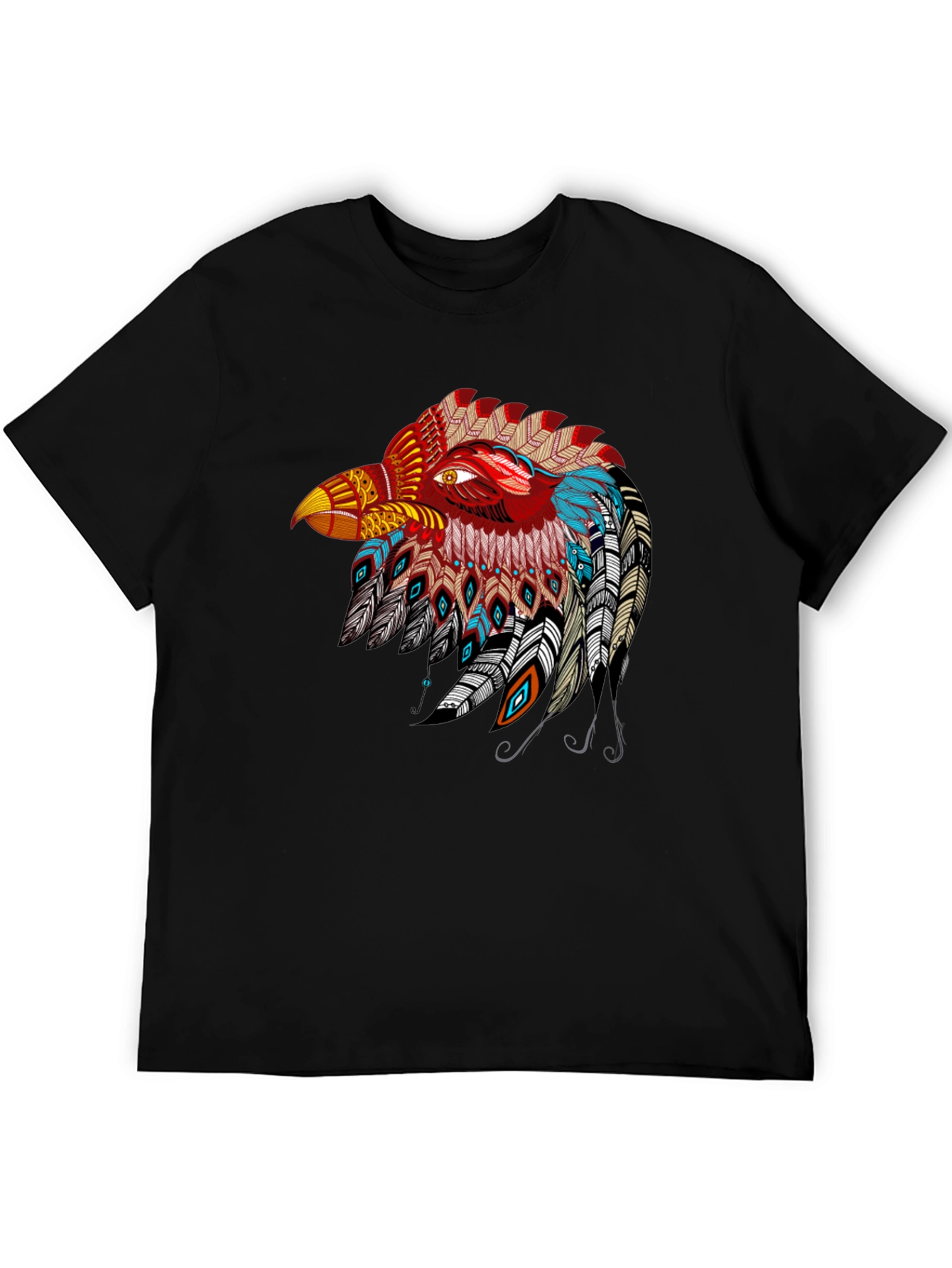 Black Tribal Eagle Graphic Black T-Shirt view 5