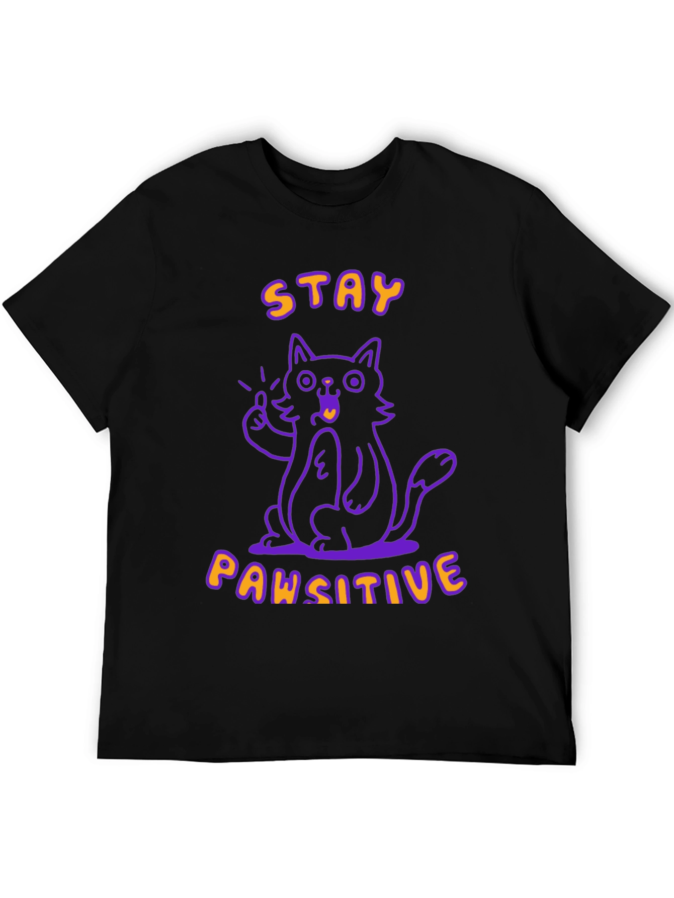 Black Stay Pawsitive Black T-Shirt view 5