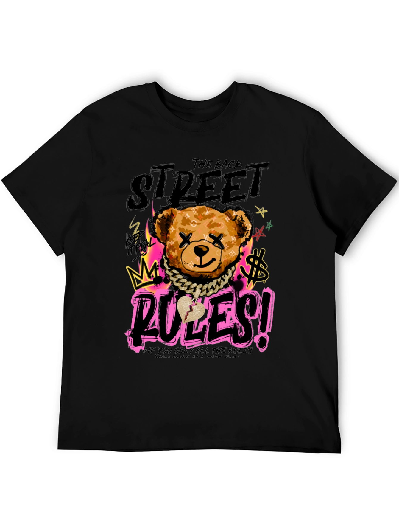 Black Street Rules Graphic Print Crew Neck T-Shirt view 5