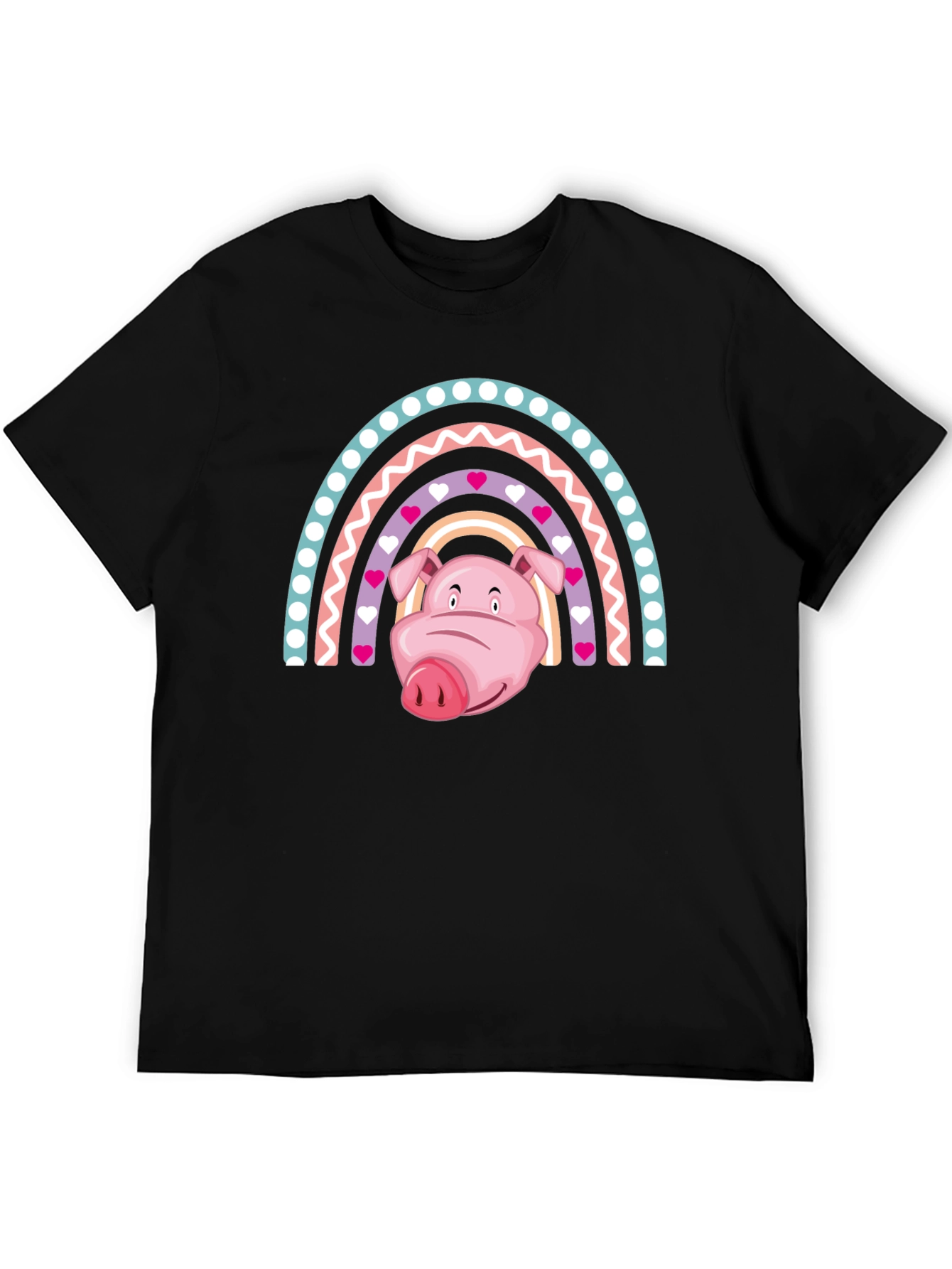 Black Rainbow Pig Graphic Tee view 5