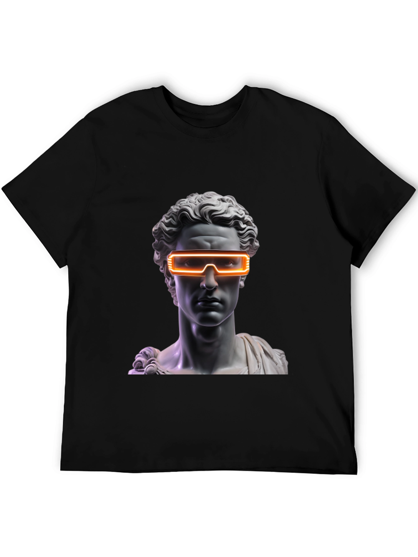 Black Neon Statue Graphic Tee - Modern Art T-Shirt view 5