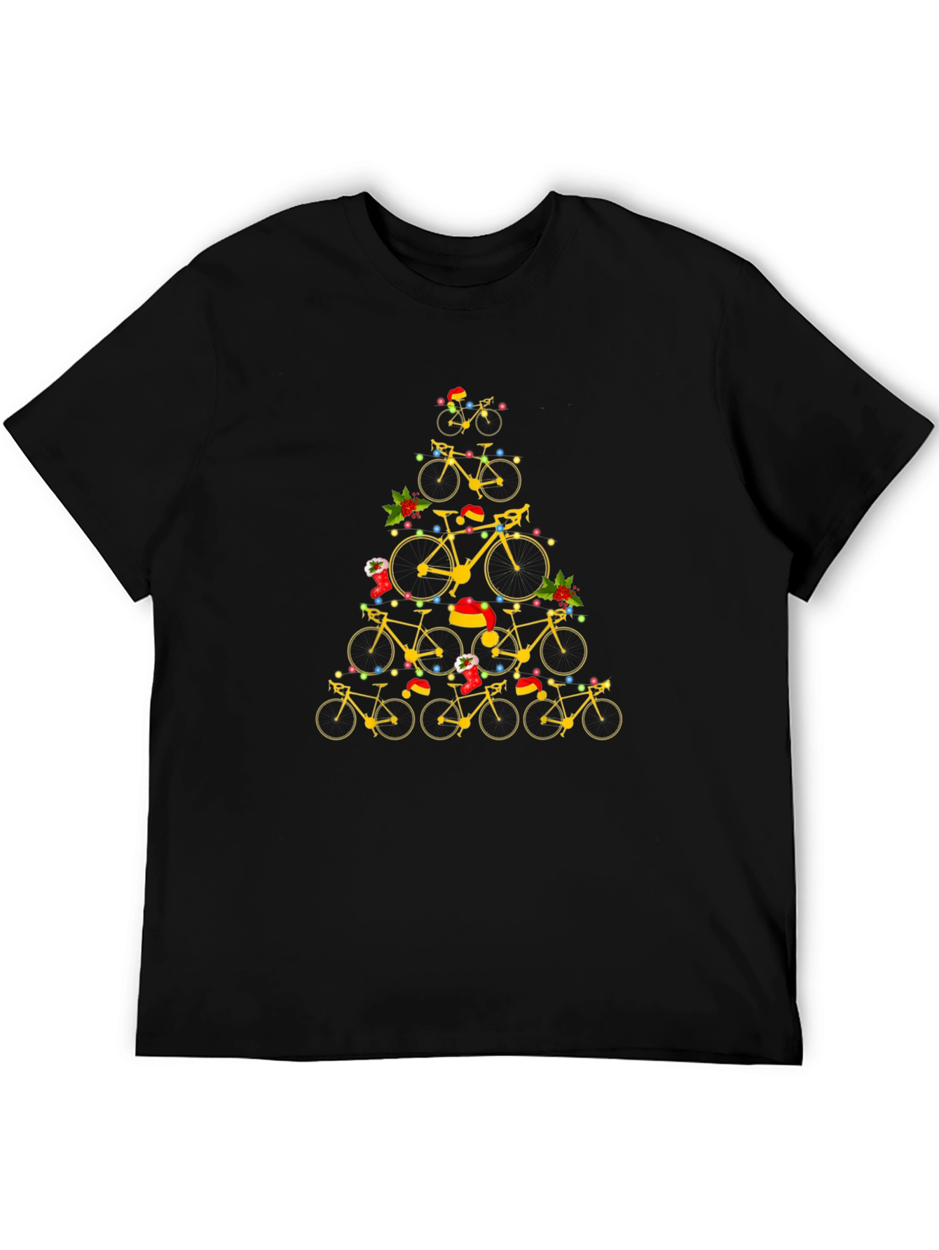 Black Bicycle Christmas Tree Graphic Tee view 5