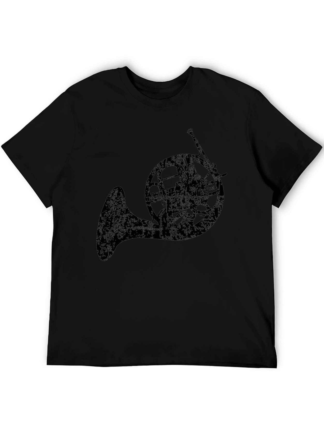 Black French Horn Graphic Tee - Musician's Black T-Shirt view 5