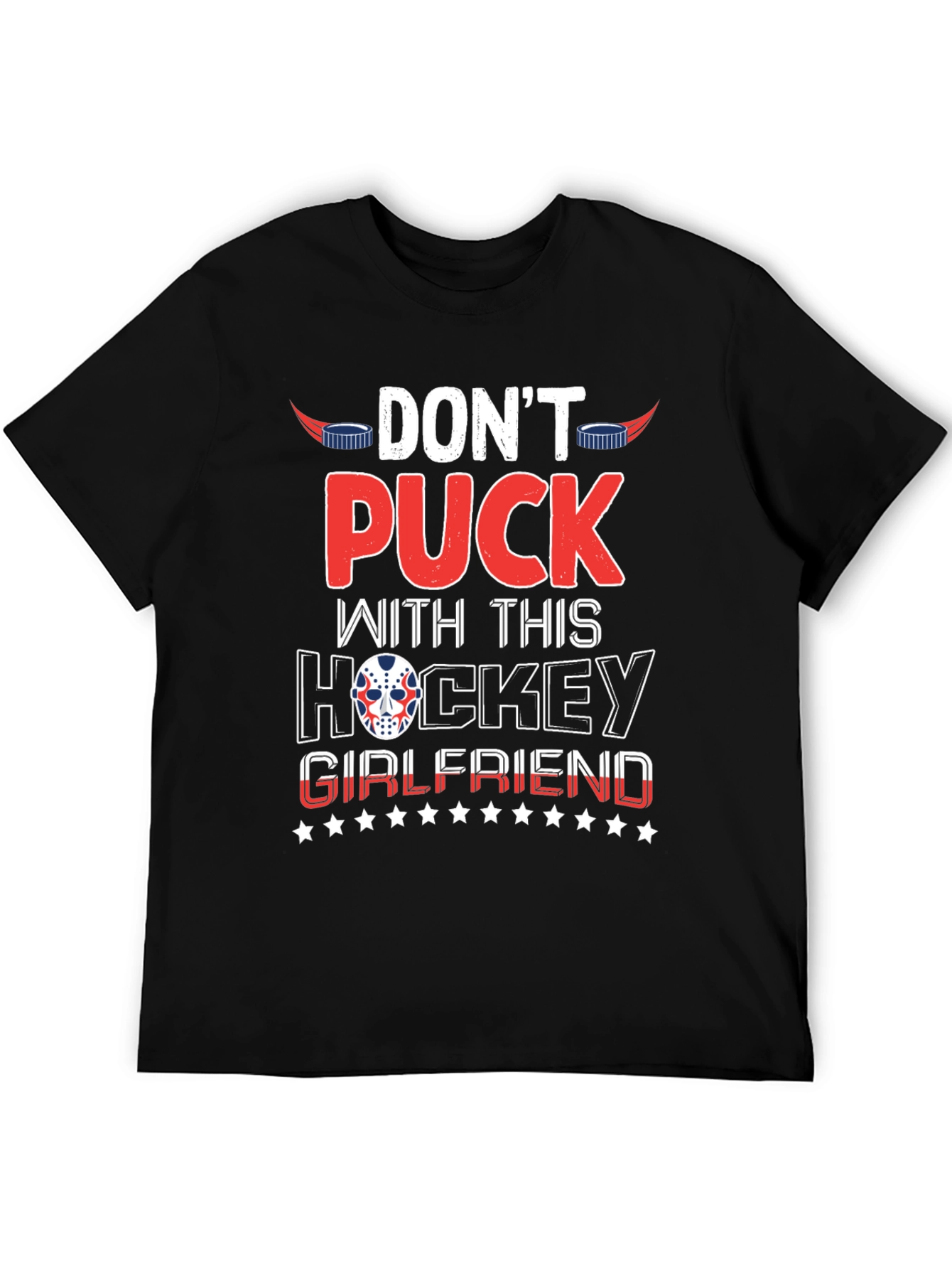 Black Don't Puck With Hockey Girlfriend Black T-Shirt view 5
