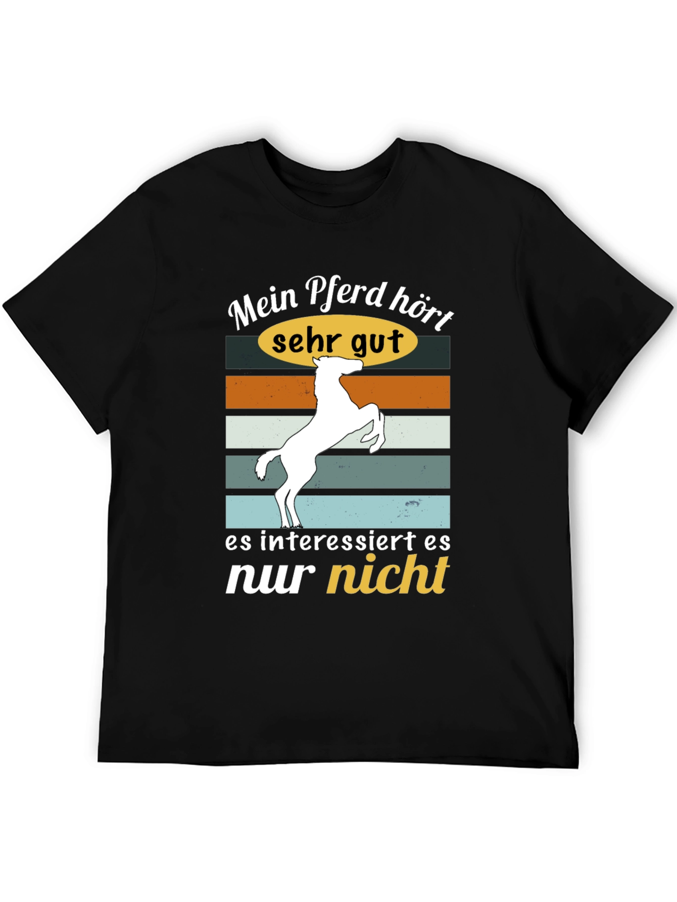 Black Funny Horse T-Shirt - Mein Pferd hört sehr gut view 5