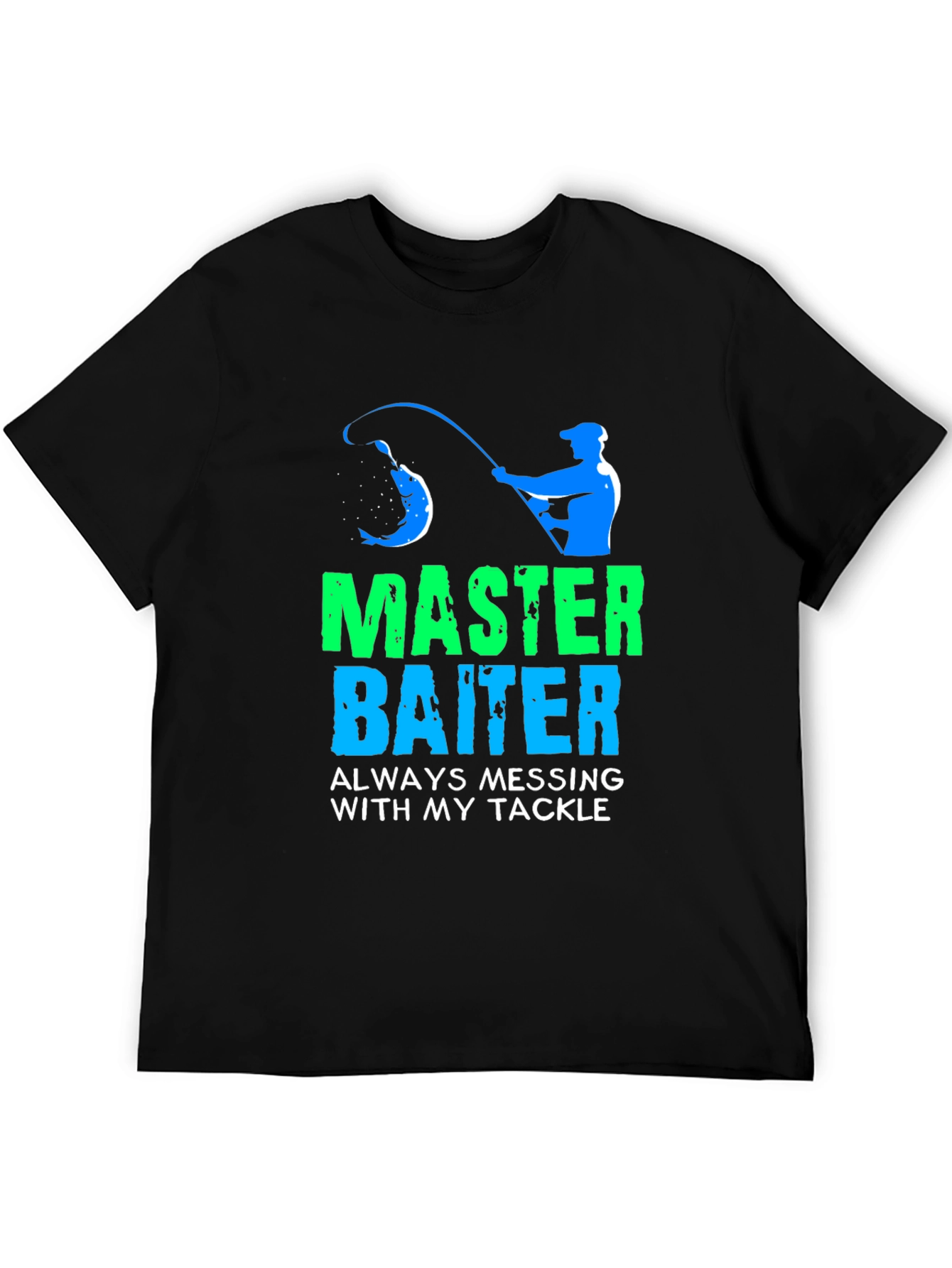 Black Master Baiter Fishing T-Shirt - Funny Angler Design view 5