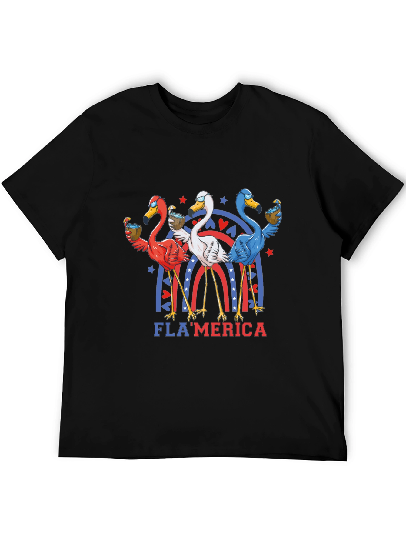 Black Fla'merica Patriotic Flamingo T-Shirt view 5