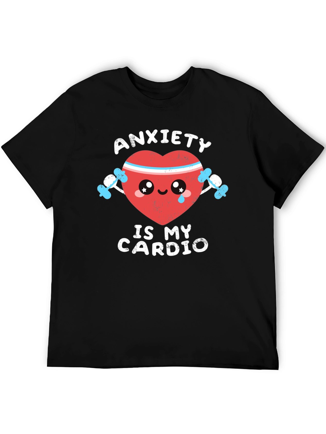 Black Anxiety Is My Cardio Funny Graphic Tee view 5