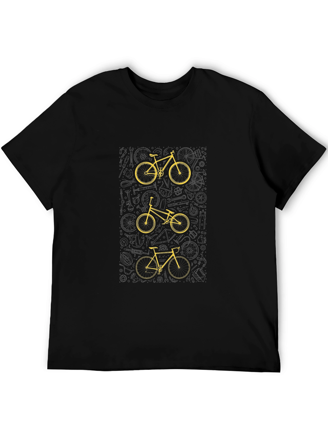Black Stylish Bike Graphic Tee - Black Cotton Blend view 5