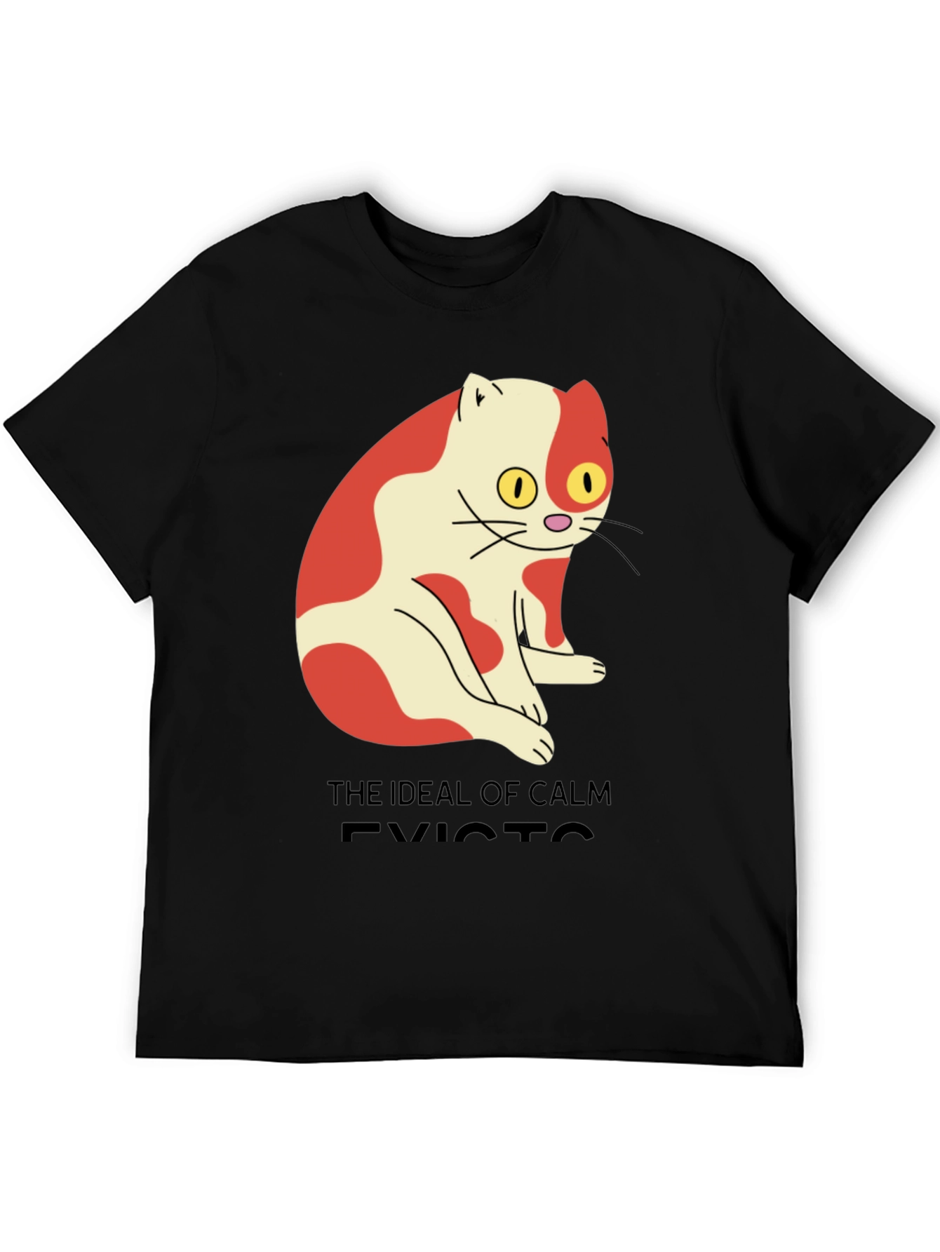 Men's "Ideal of Calm Exists" Cat Graphic T-Shirt - 5